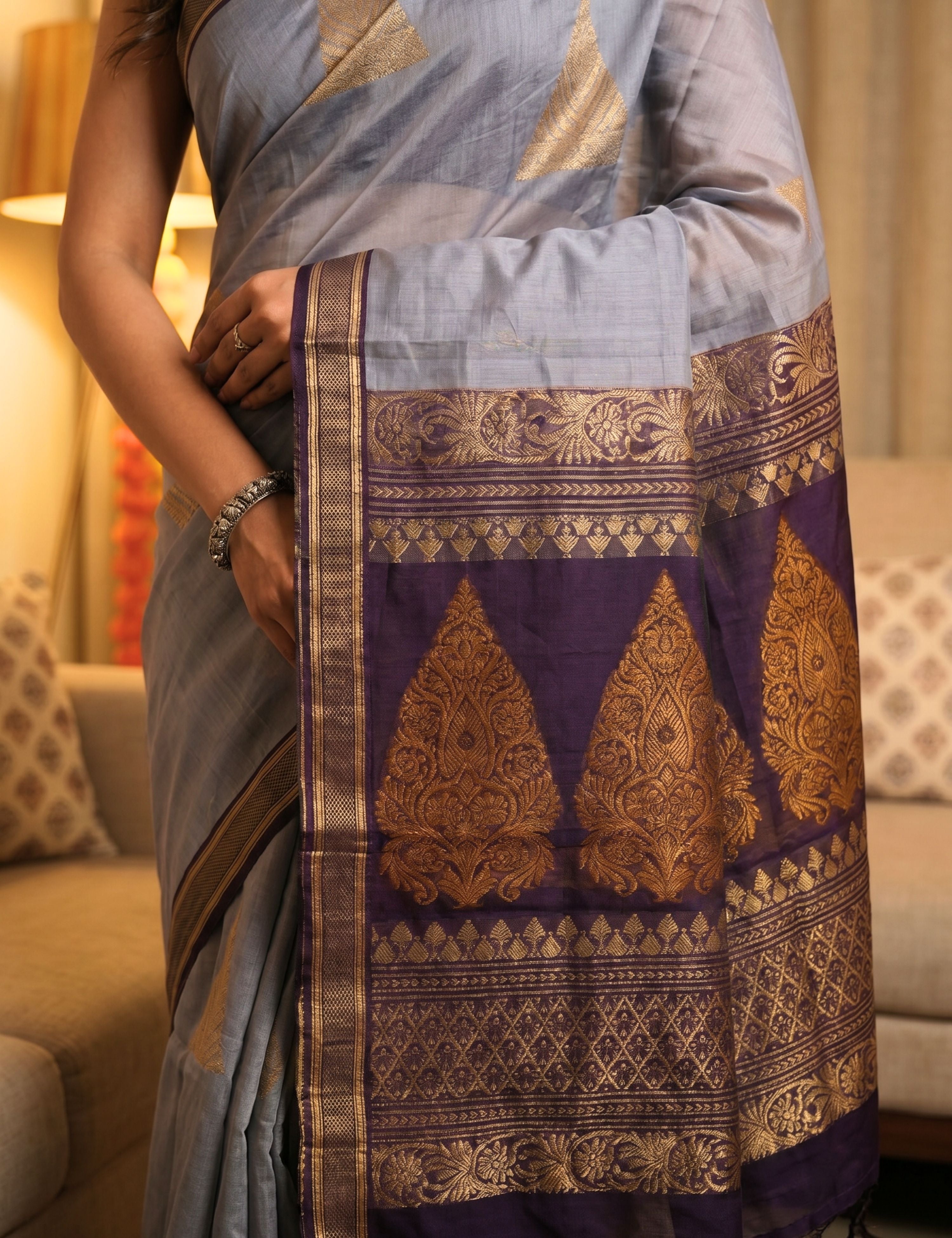 Lavender Negamam Cotton Saree
