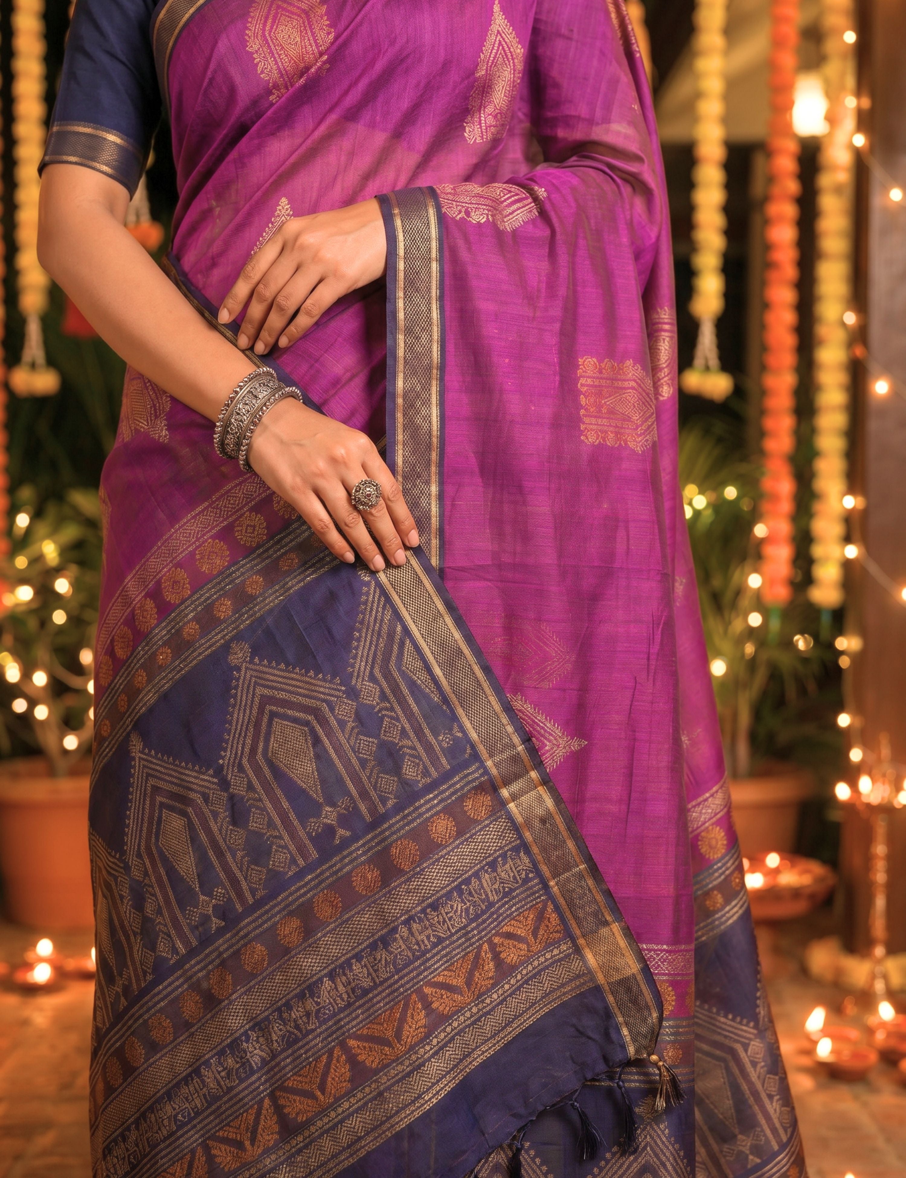 Purple Negamam Cotton Saree