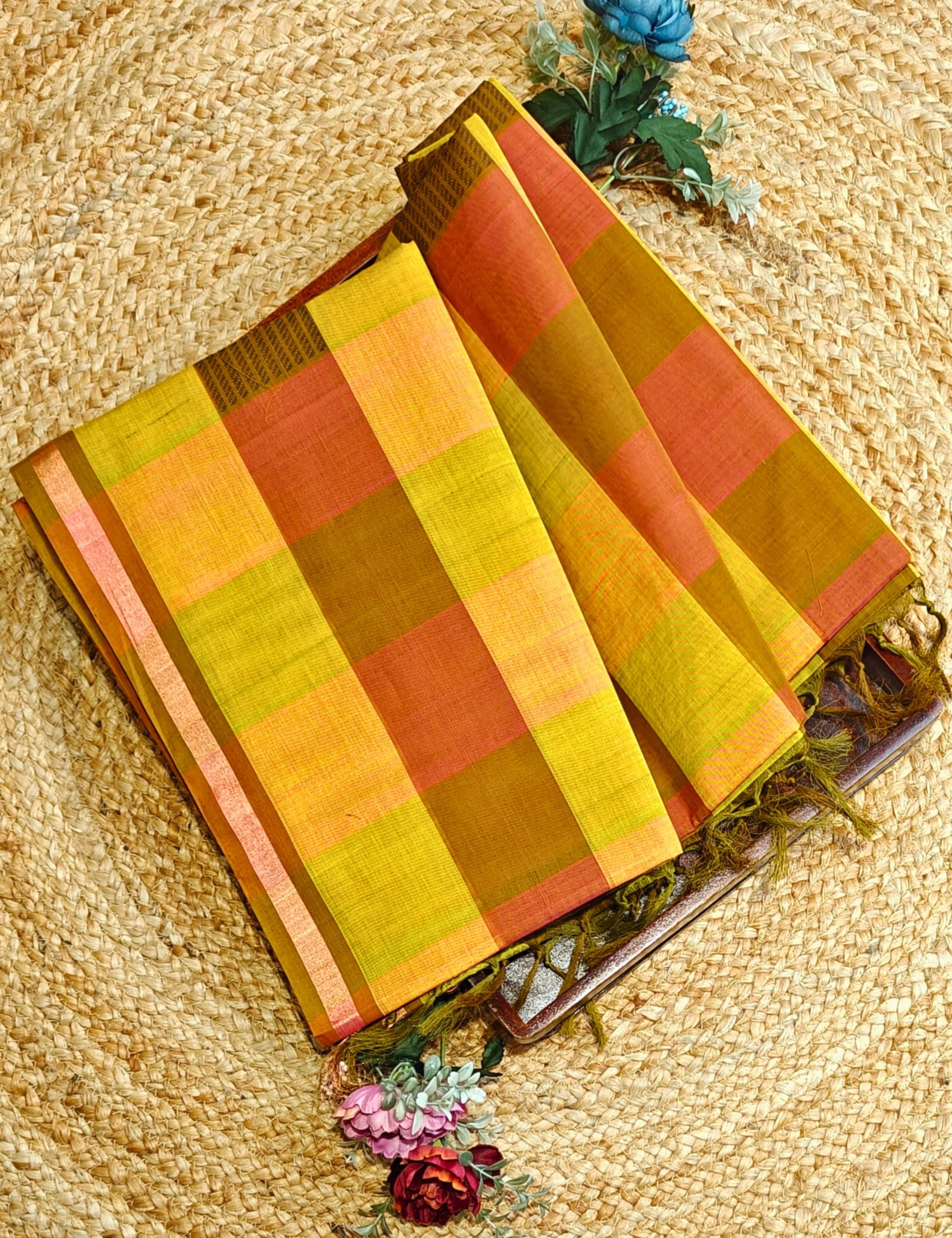 Orange Negamam Cotton Saree