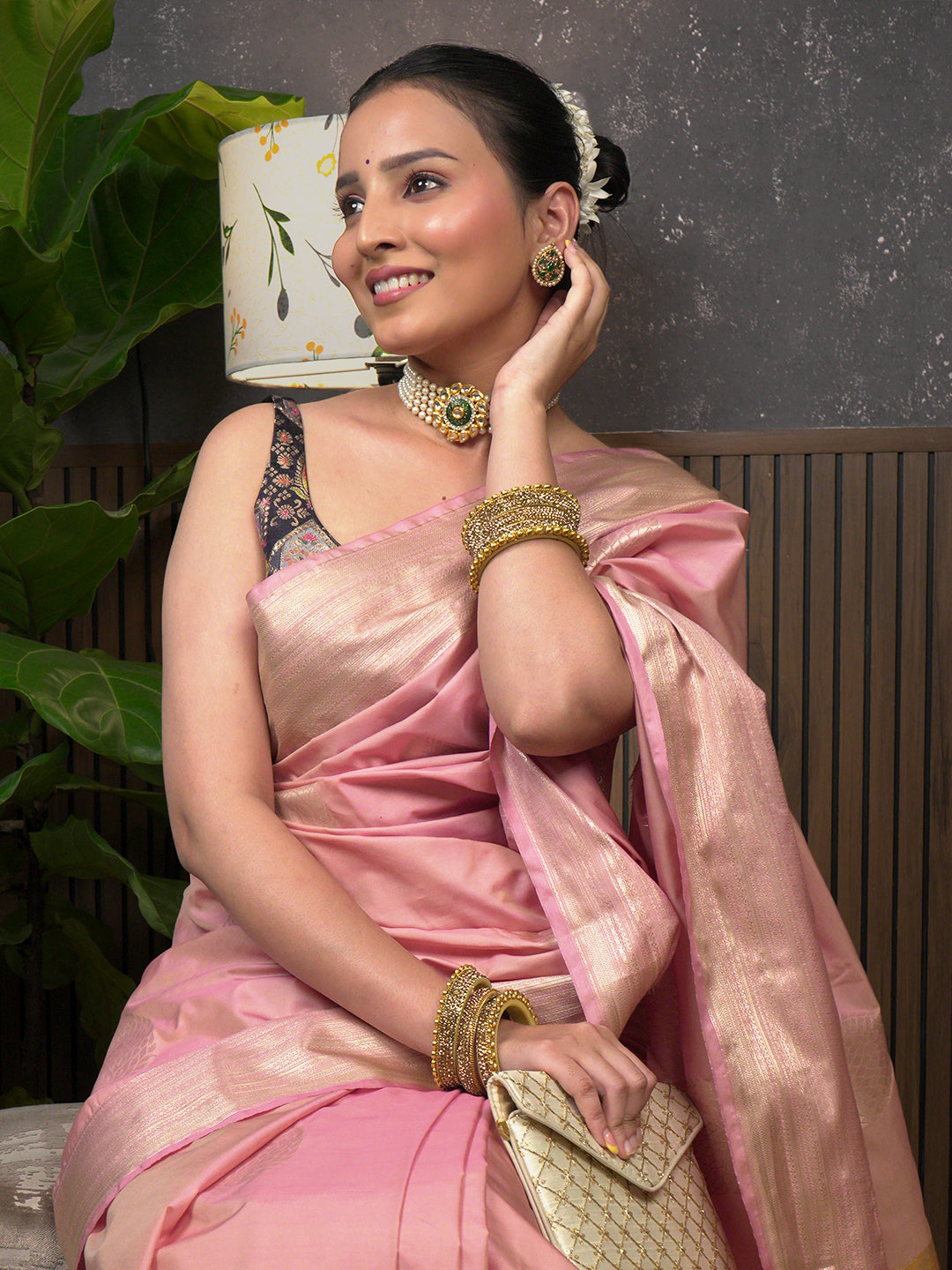 Varnika Pink Soft Semi Silk Saree