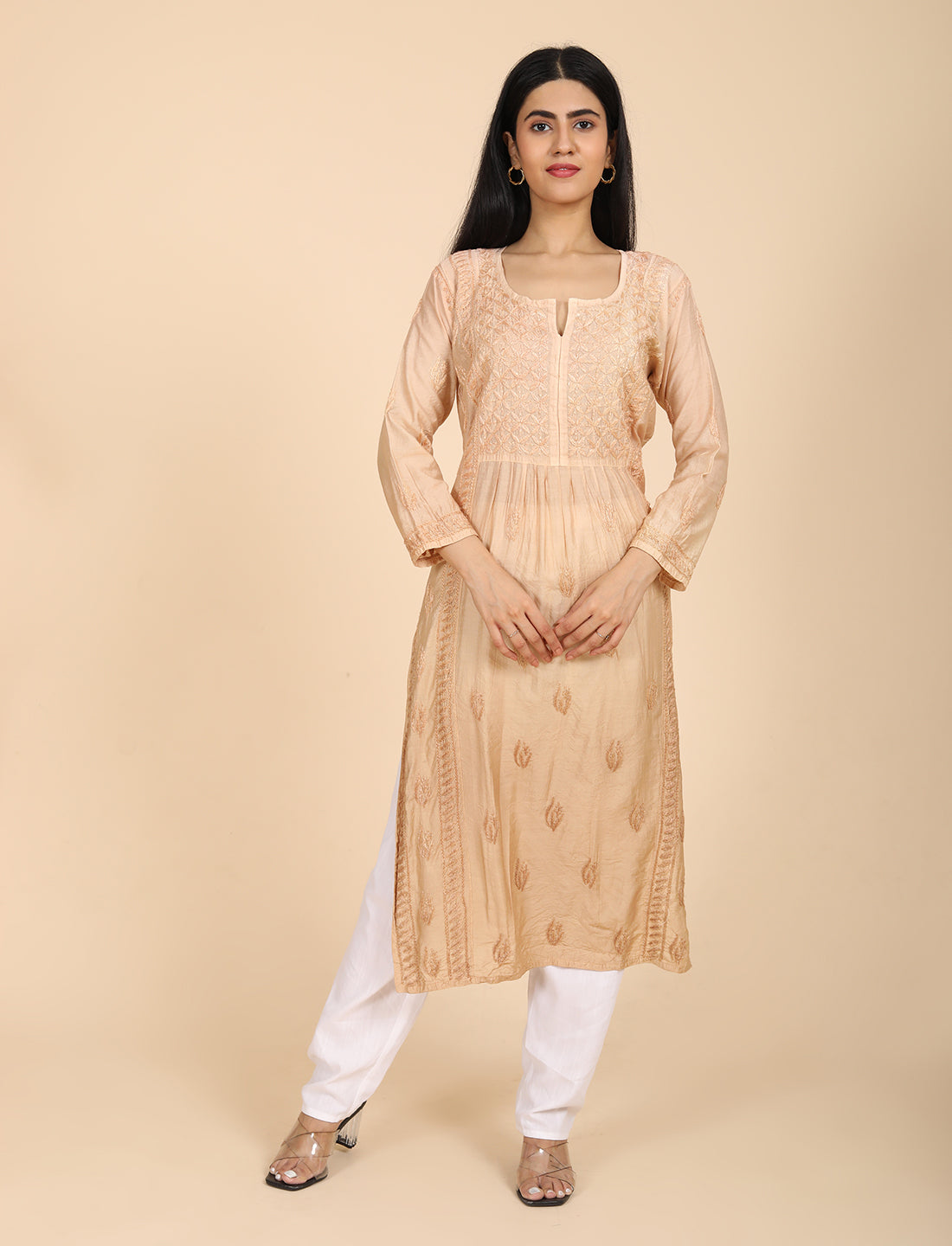 Noor Beige Chikankari Kurta