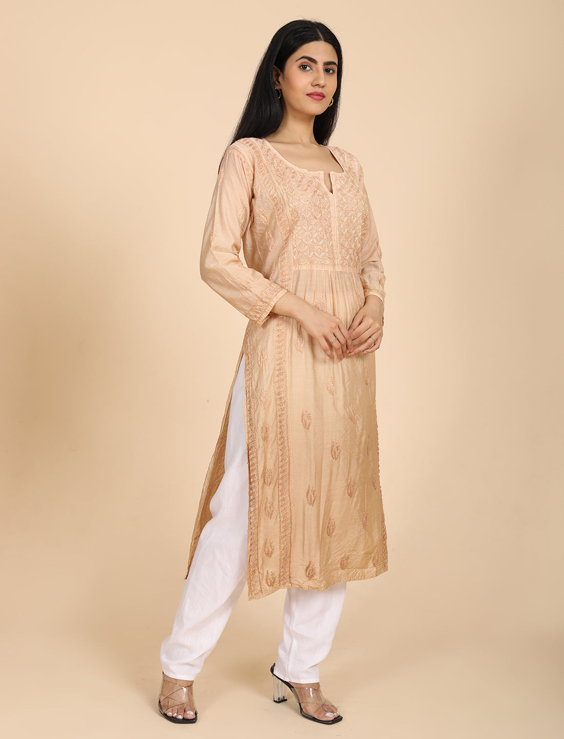 Noor Beige Chikankari Kurta