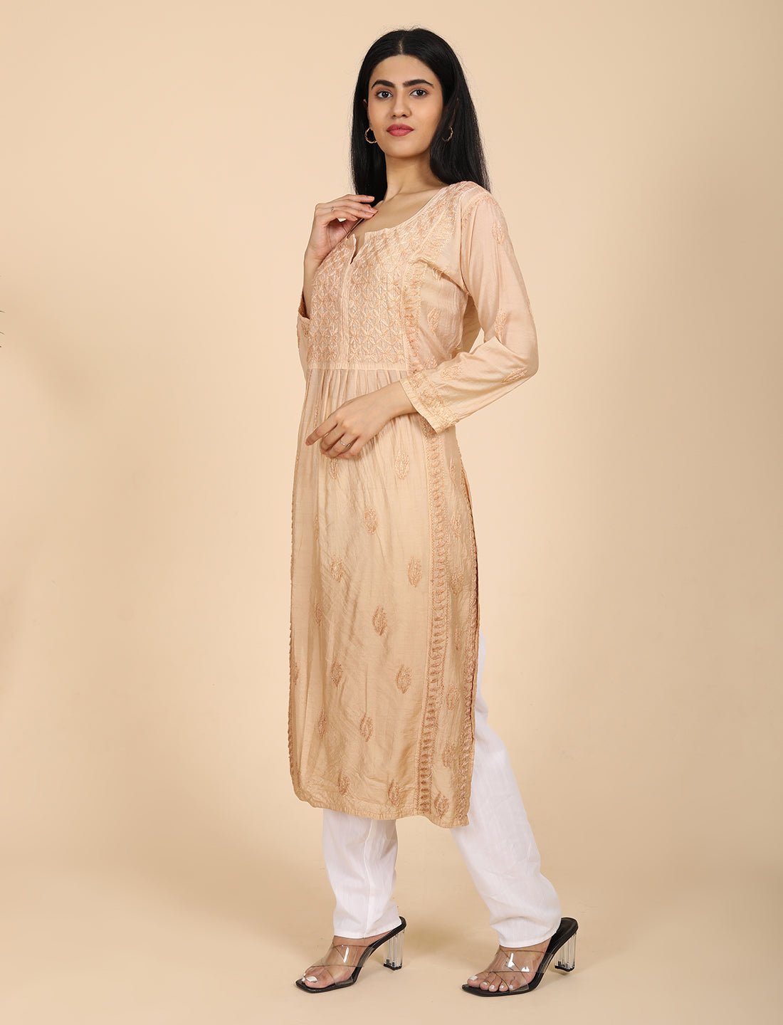 Noor Beige Chikankari Kurta