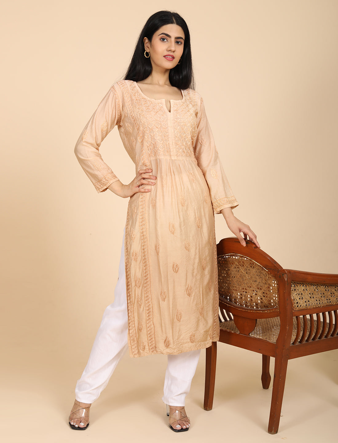 Noor Beige Chikankari Kurta