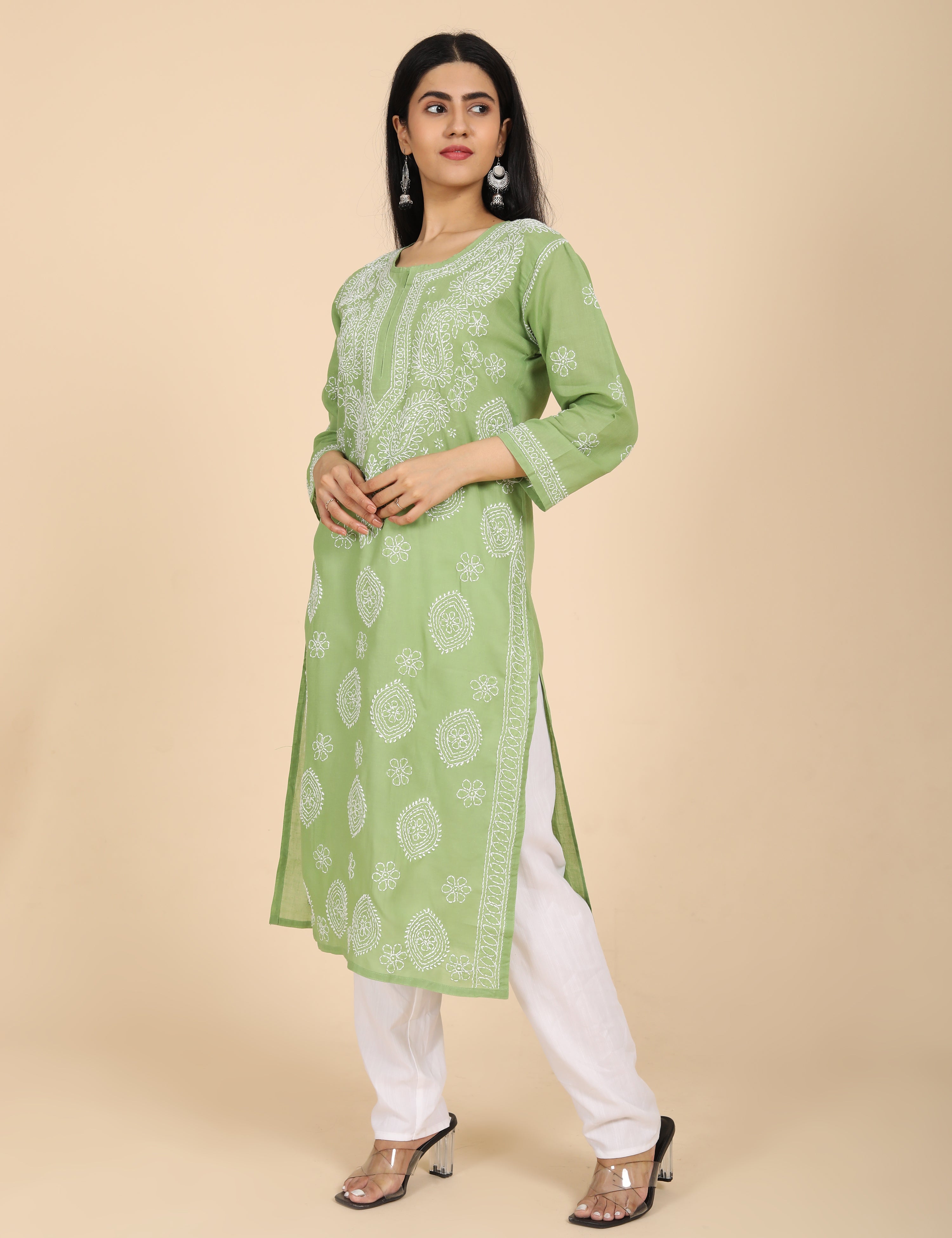 Imtizaj Green Chikankari Kurta