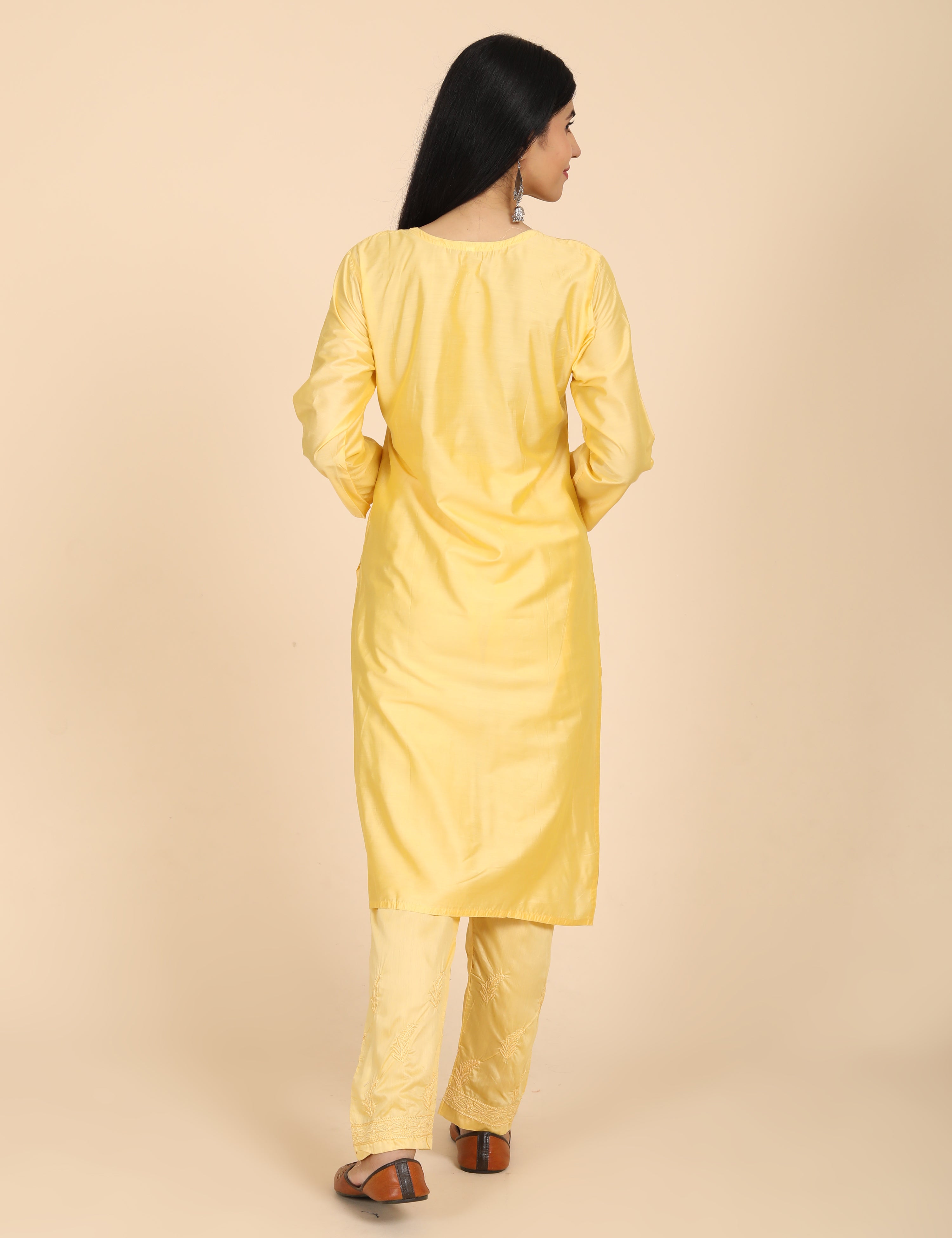 Jashn Yellow Chikankari Kurta Set