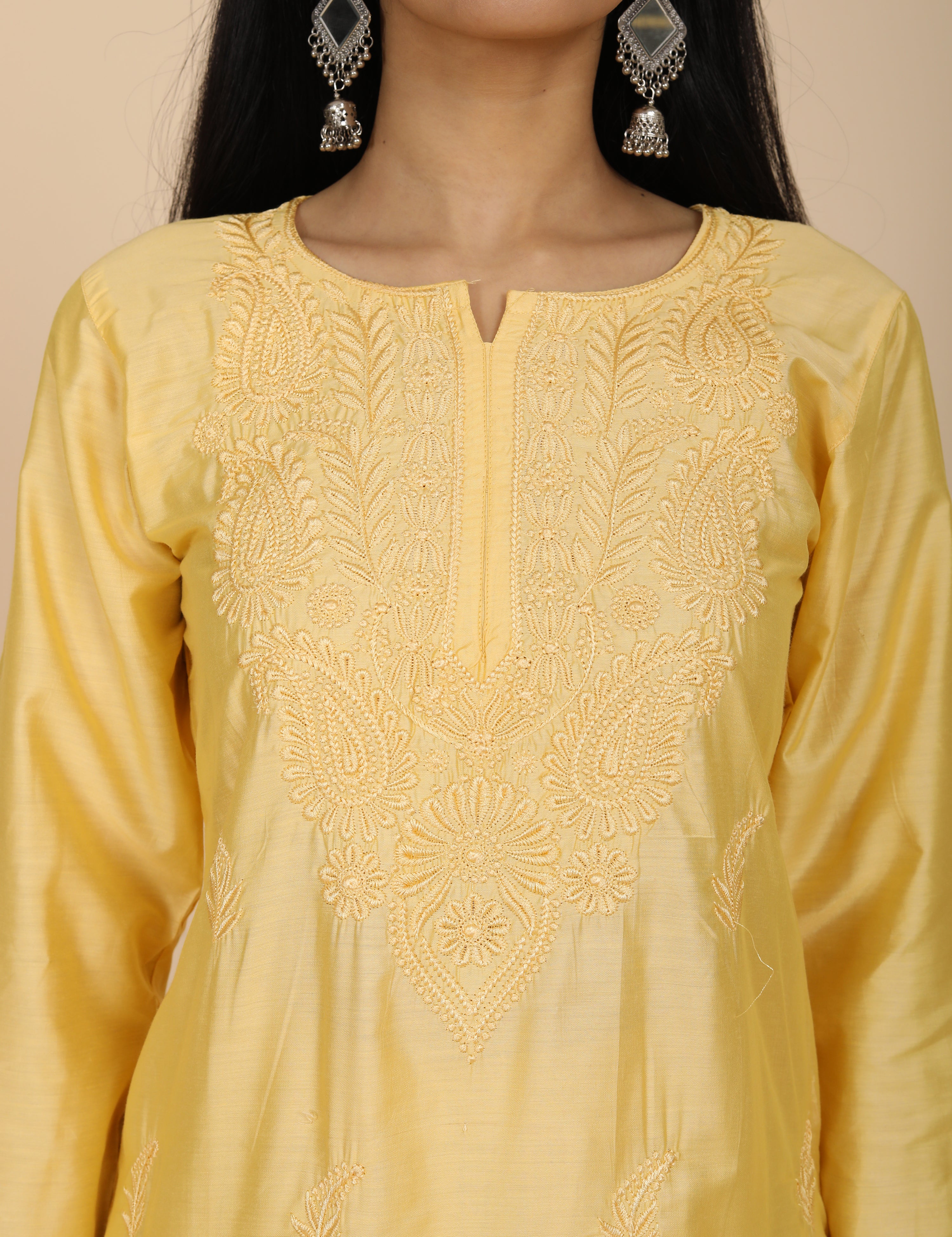 Jashn Yellow Chikankari Kurta Set