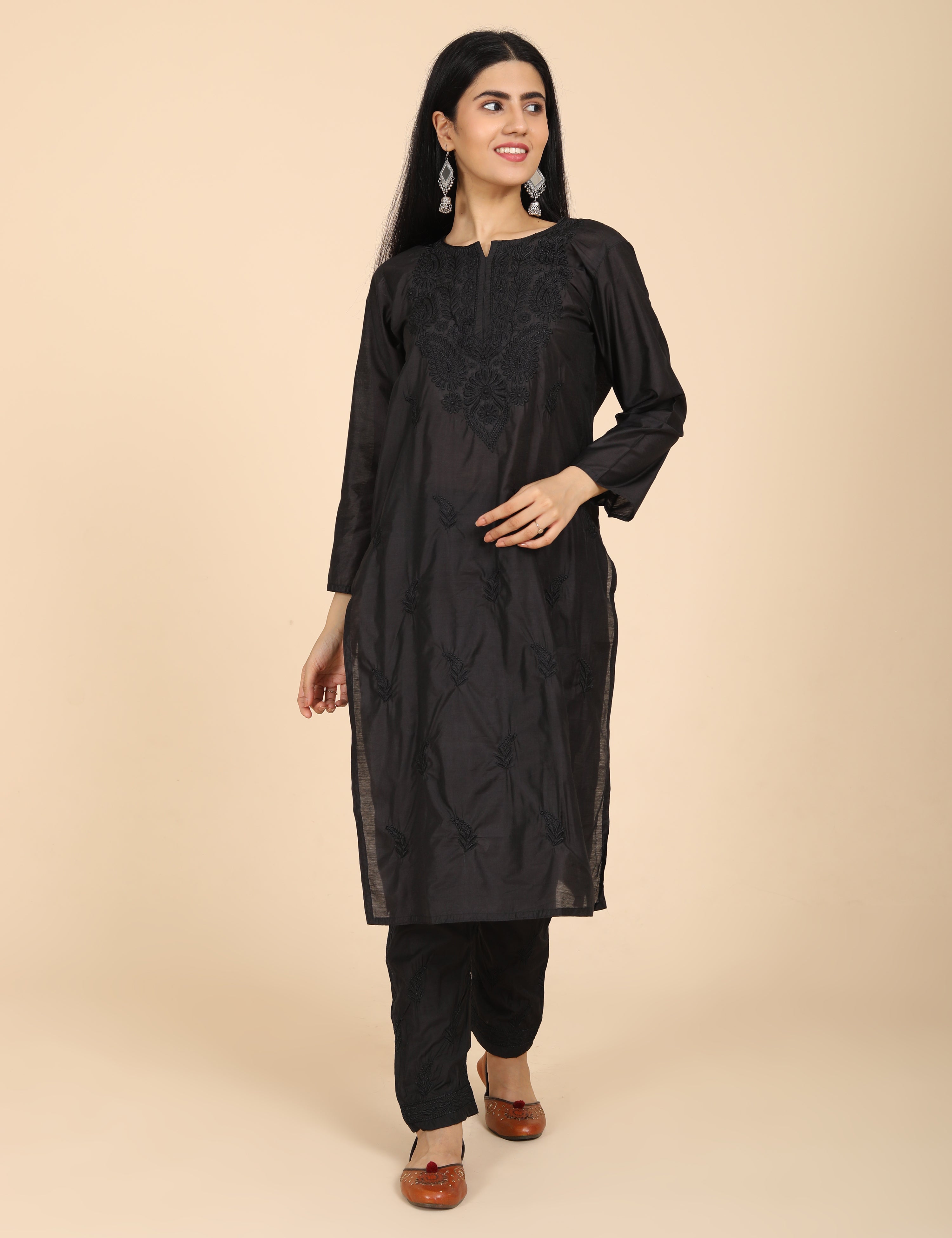 Jashn Black Chikankari Kurta Set