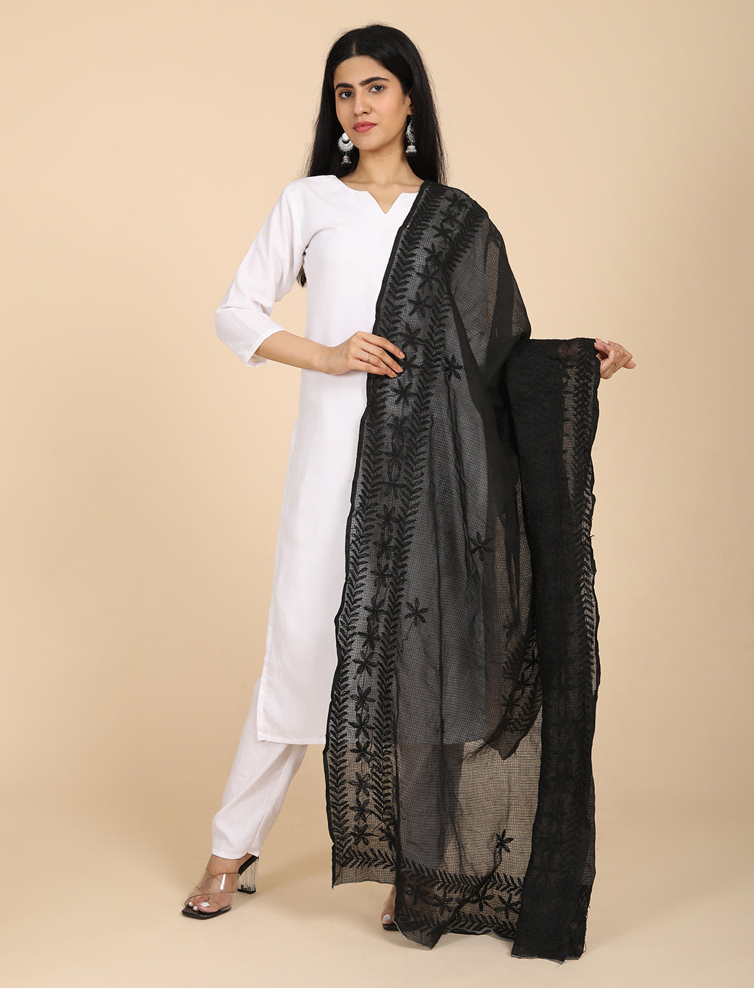 Shifa Black Chikankari Dupatta