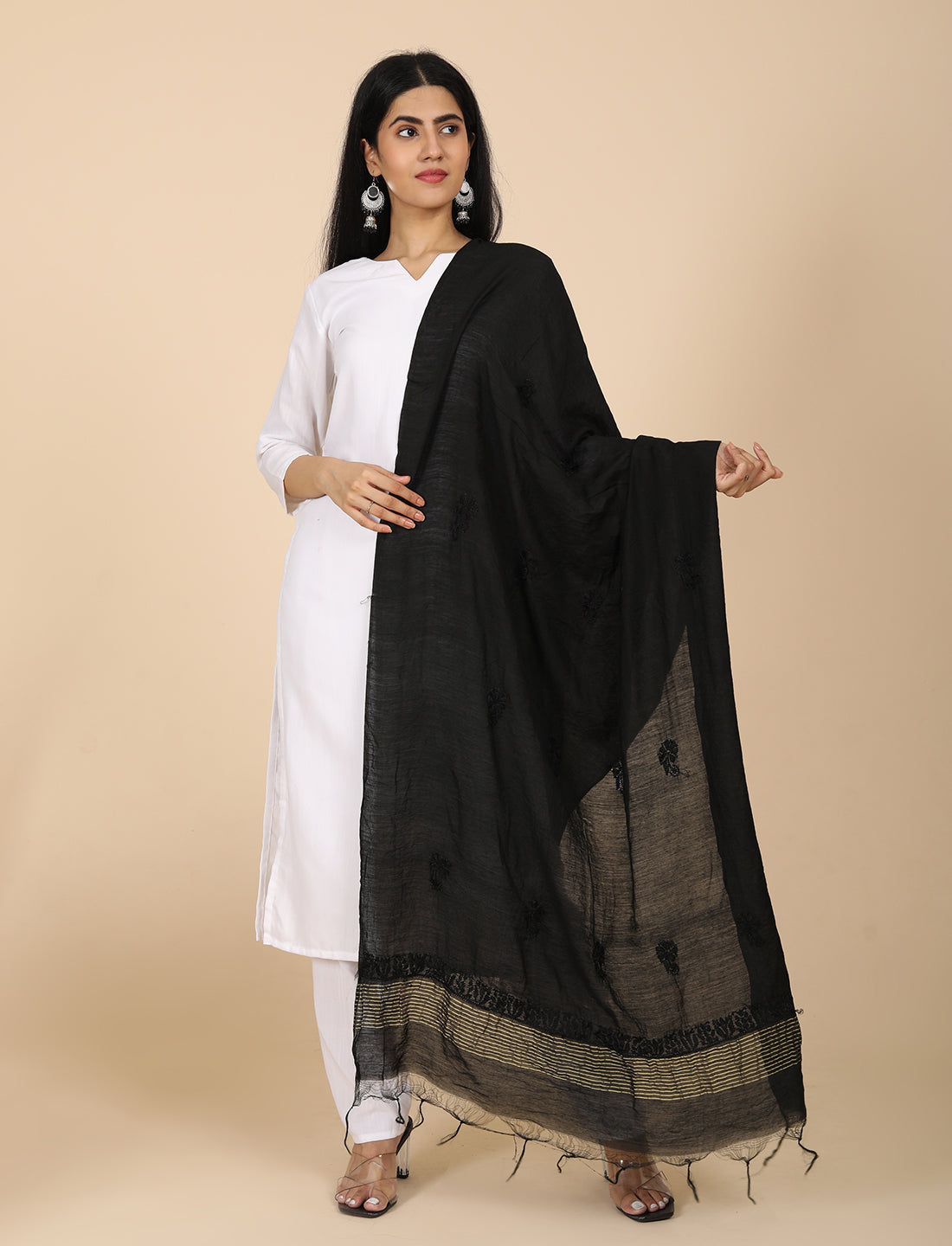 Noor Black Chikankari Dupatta