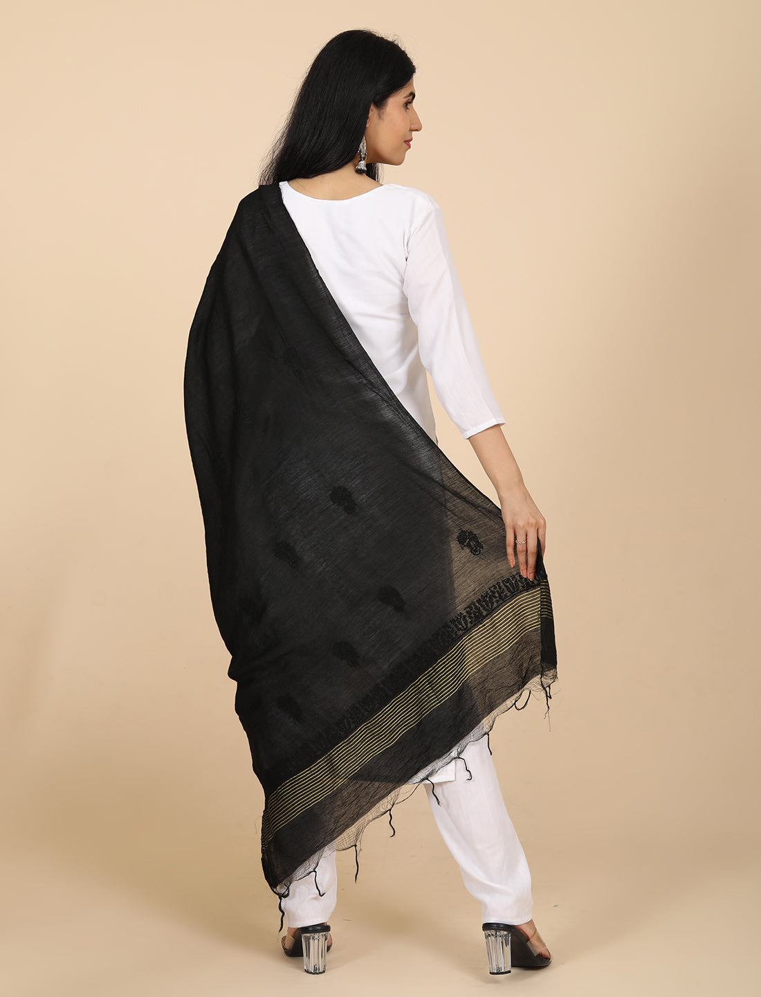 Noor Black Chikankari Dupatta