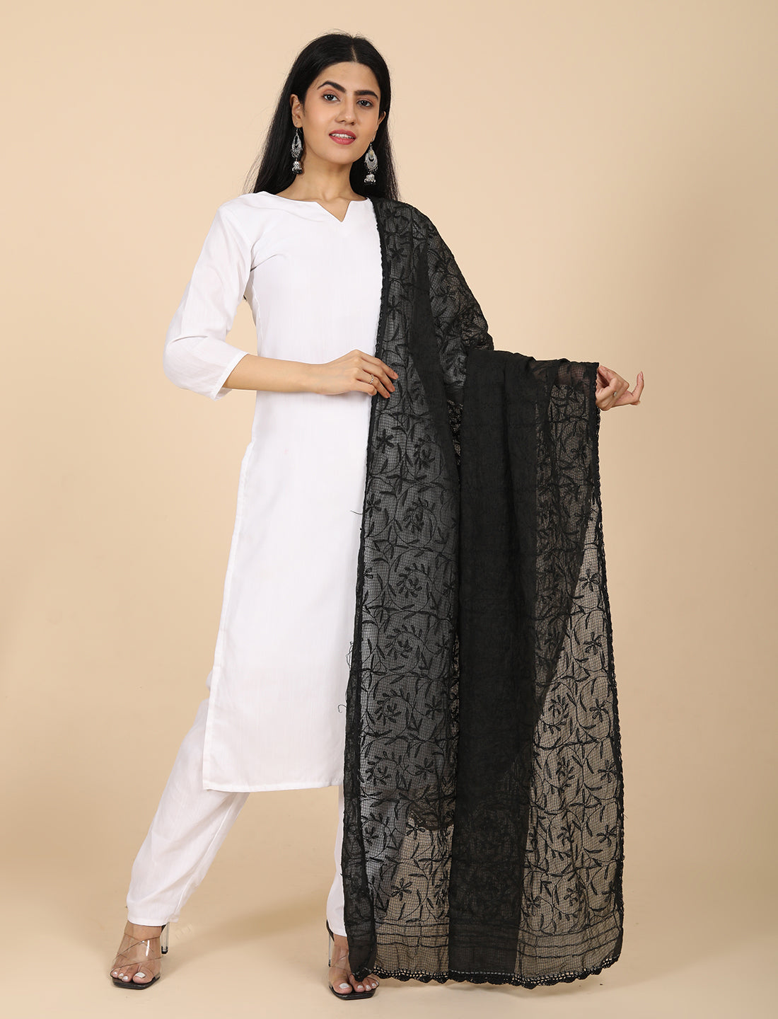 Bunna Black Chikankari Dupatta