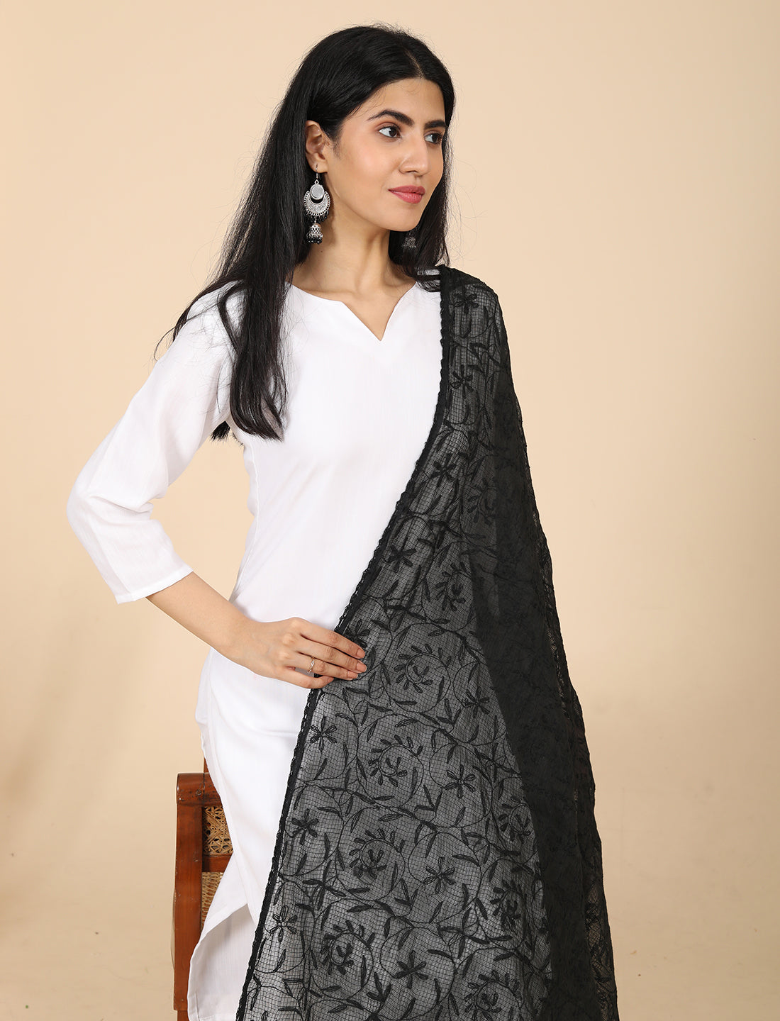 Bunna Black Chikankari Dupatta