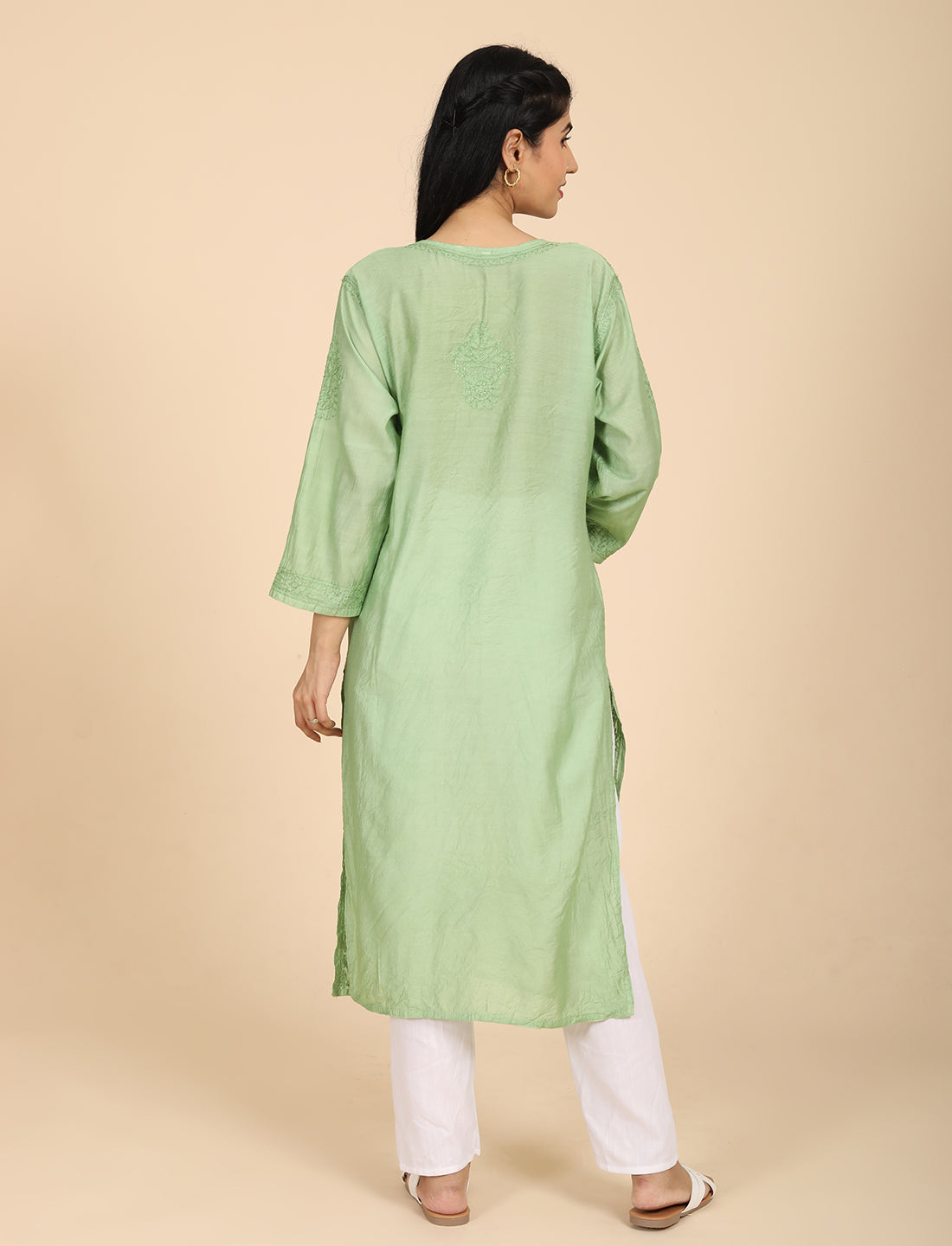 Hassas Green Chikankari Kurta