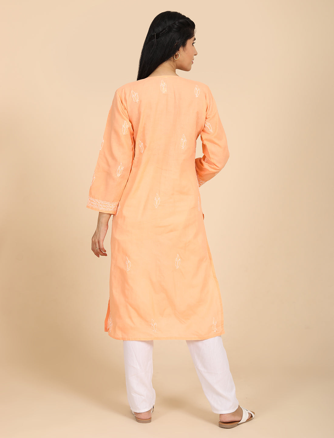 Shabika Orange Chikankari Kurta