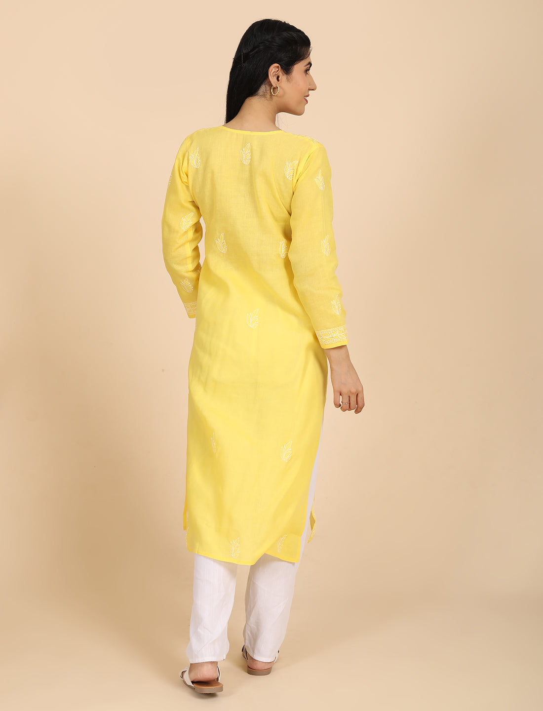 Shabika Yellow Chikankari Kurta