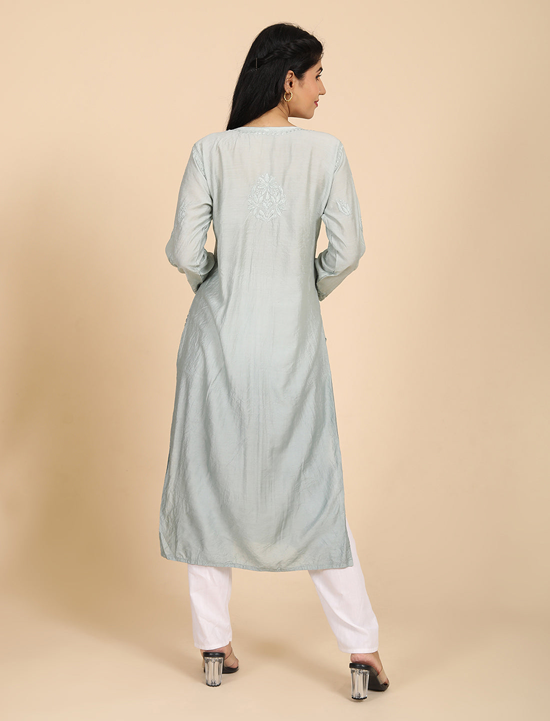 Noor Grey Chikankari Kurta