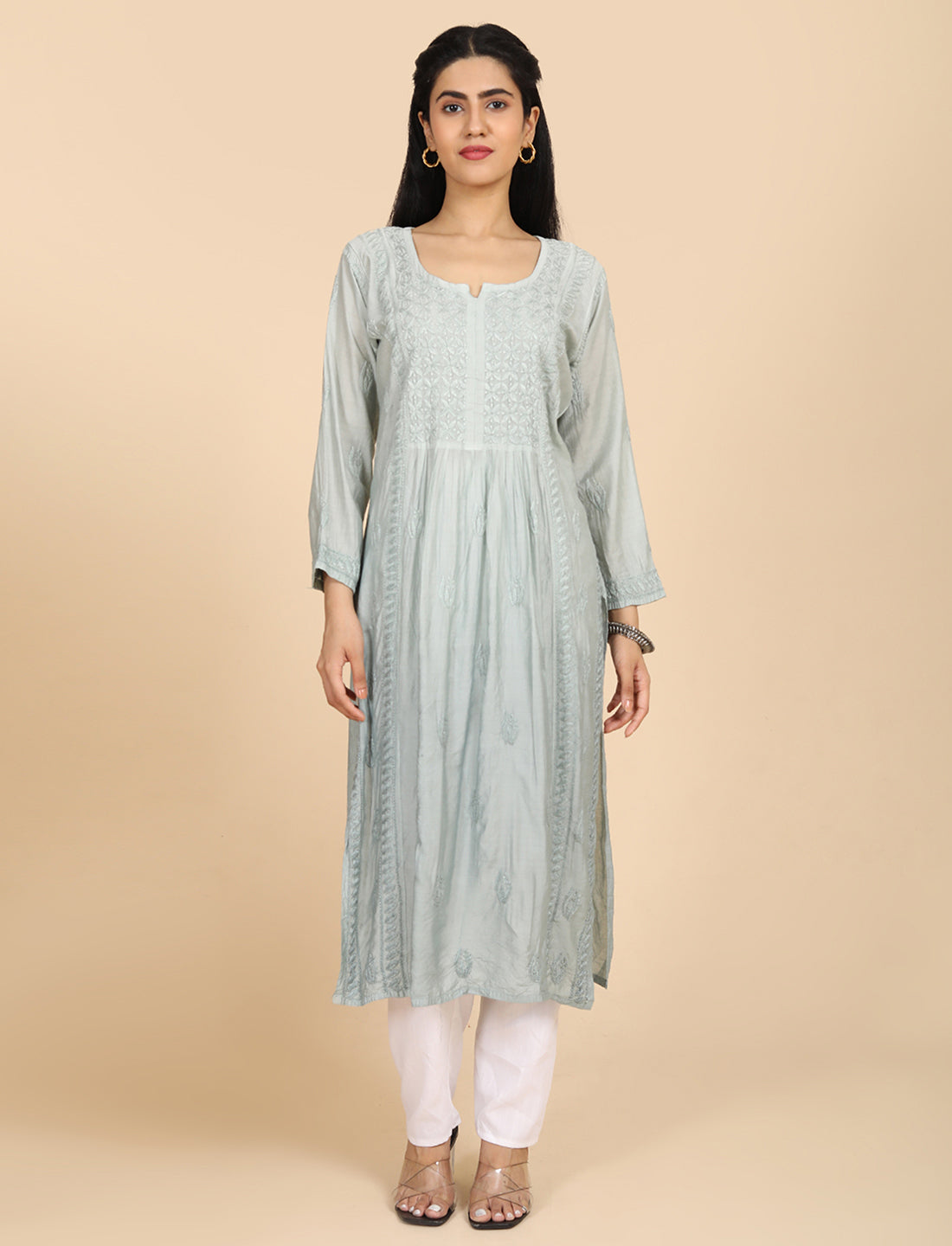 Noor Grey Chikankari Kurta