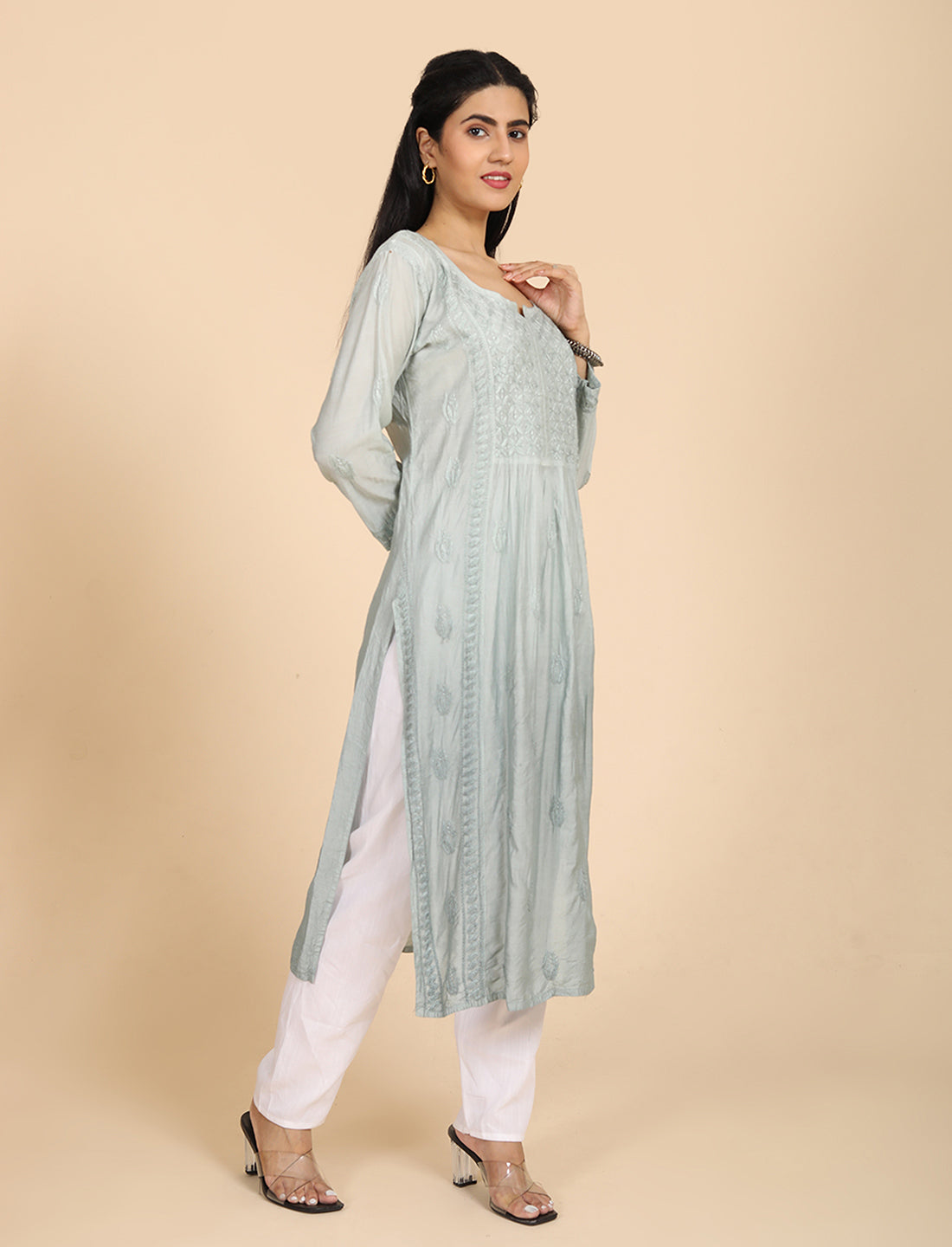 Noor Grey Chikankari Kurta