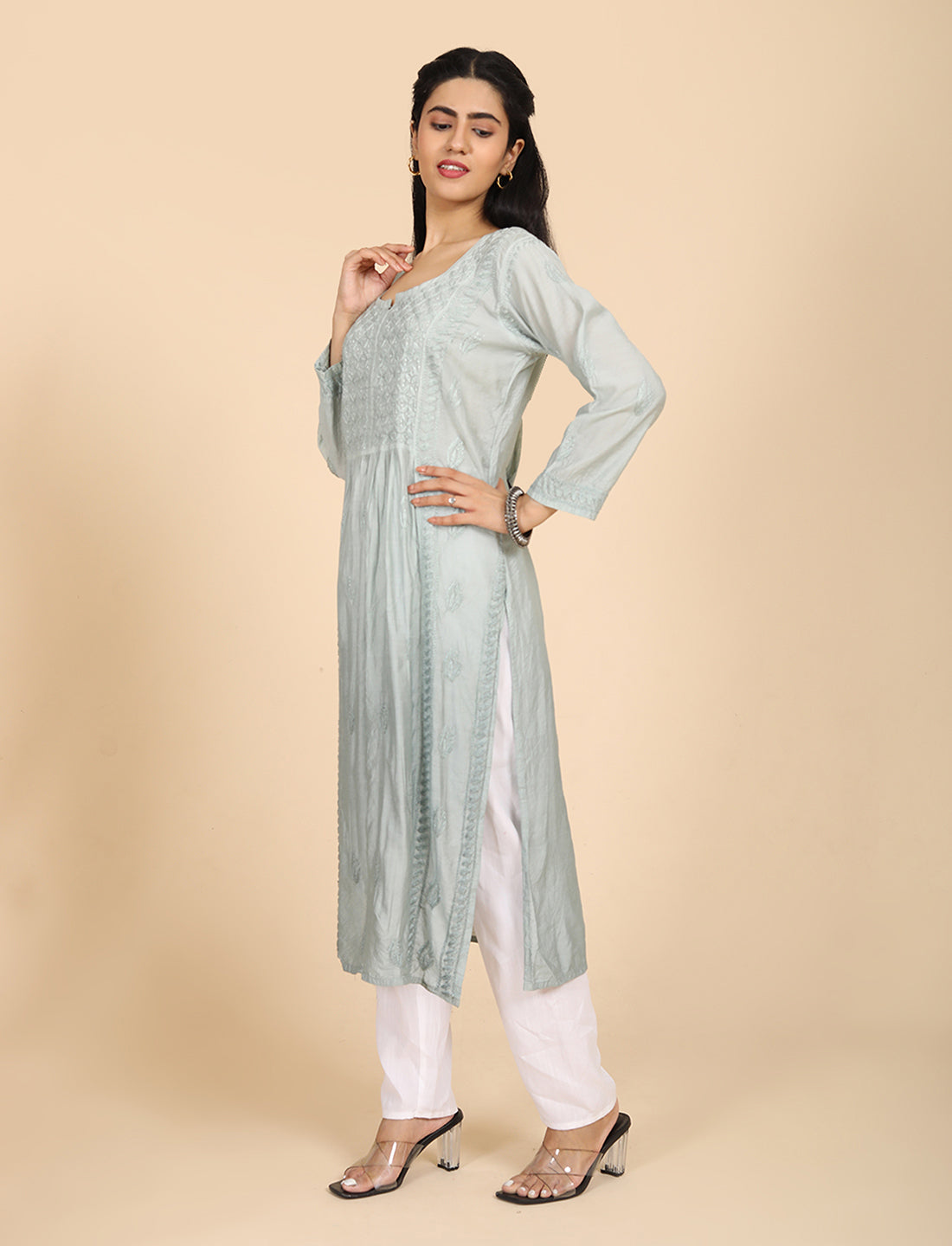 Noor Grey Chikankari Kurta