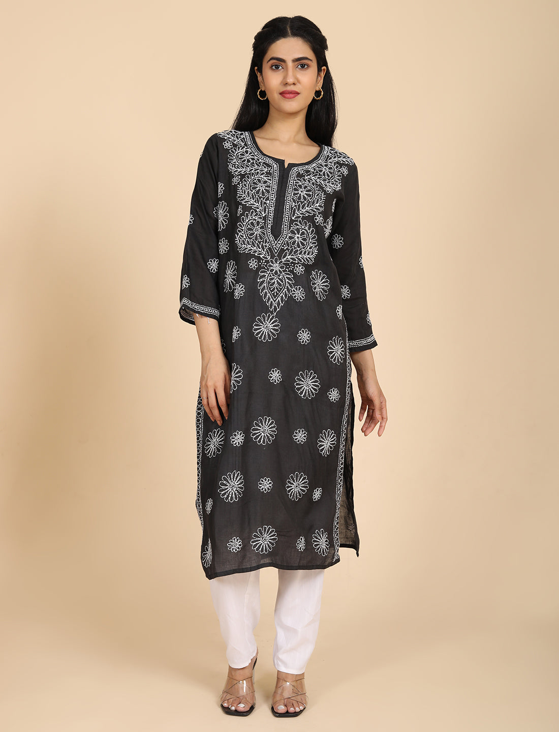 Naqsh Black Chikankari Kurta