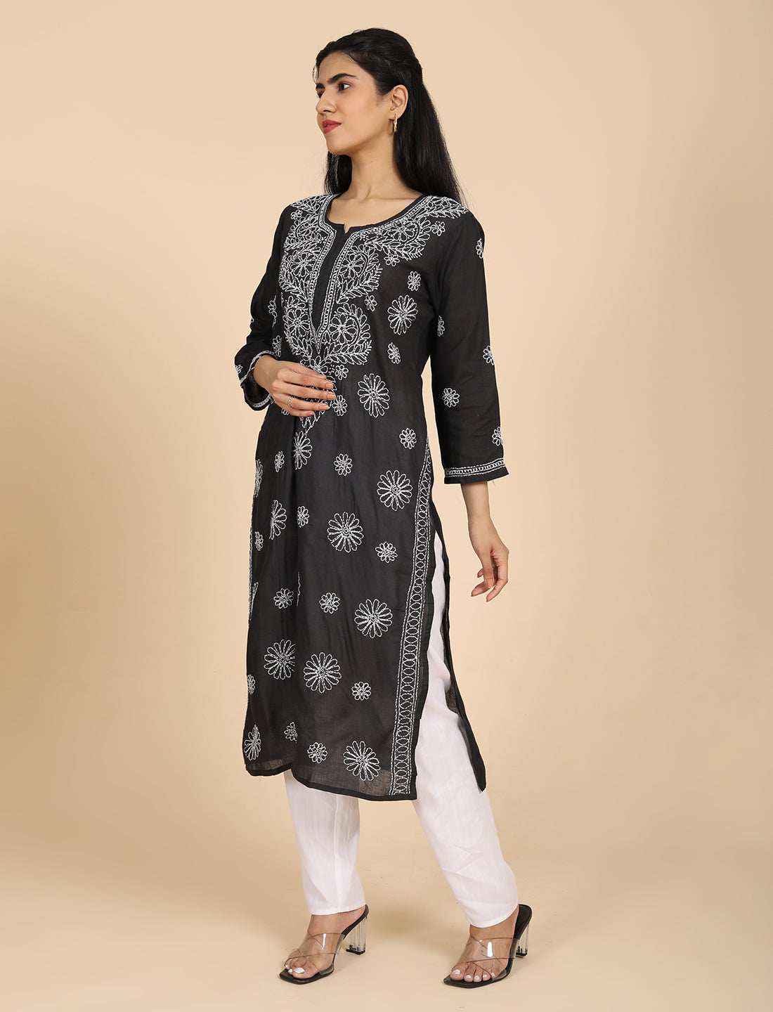 Naqsh Black Chikankari Kurta