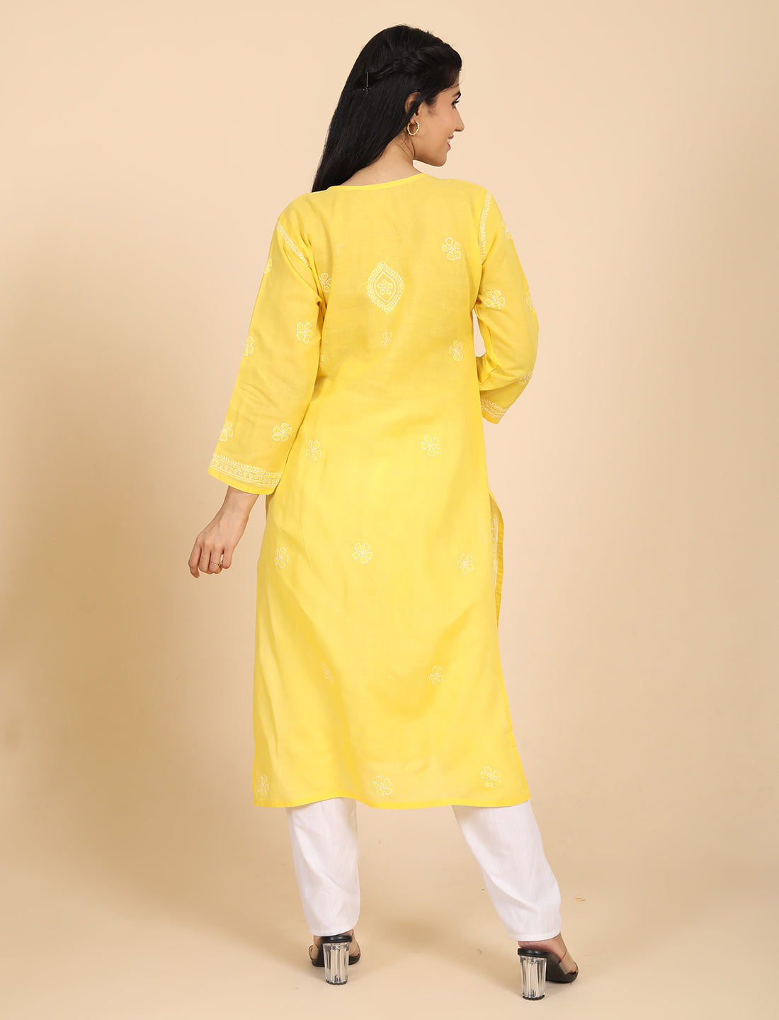 Imtizaj Yellow Chikankari Kurta