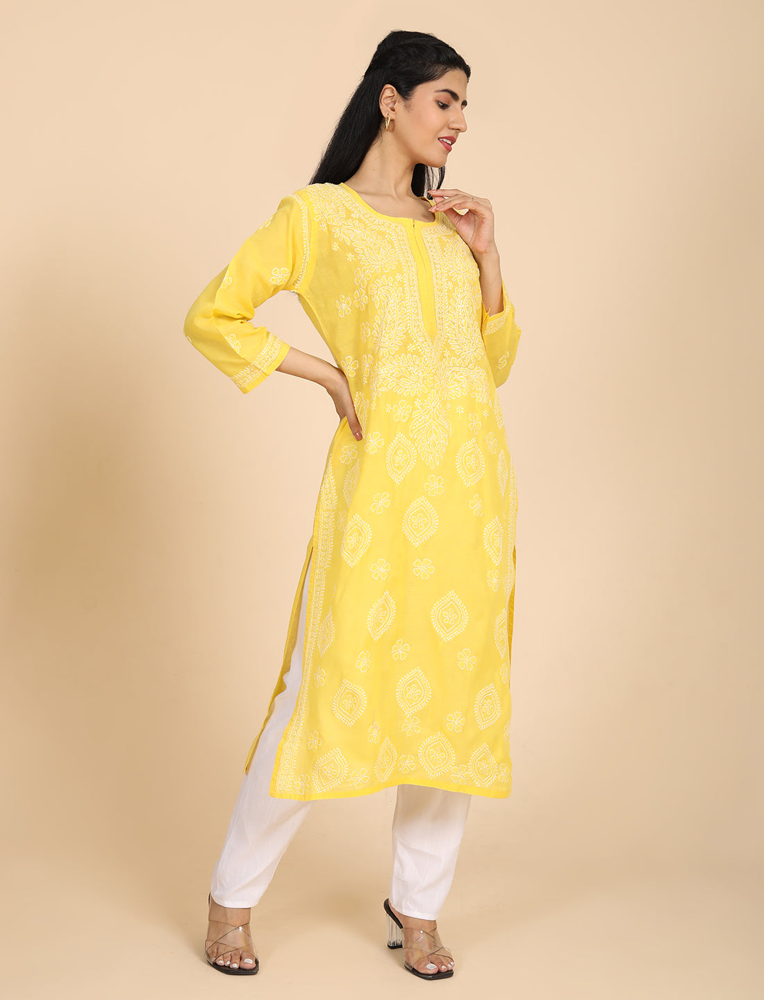 Imtizaj Yellow Chikankari Kurta