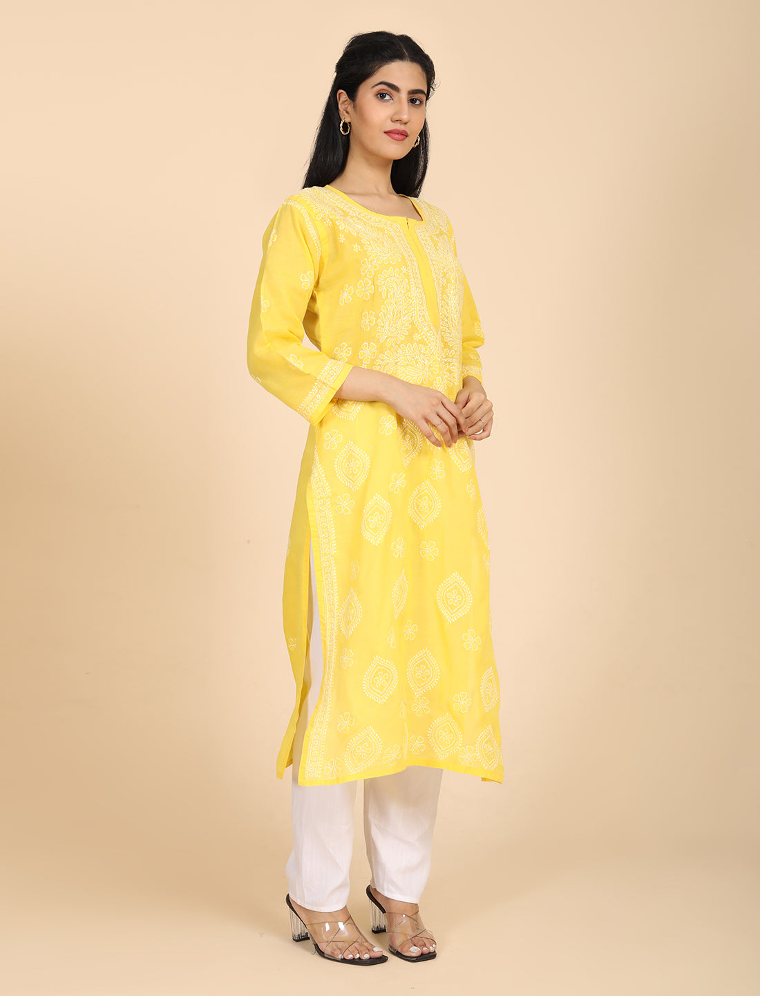 Imtizaj Yellow Chikankari Kurta