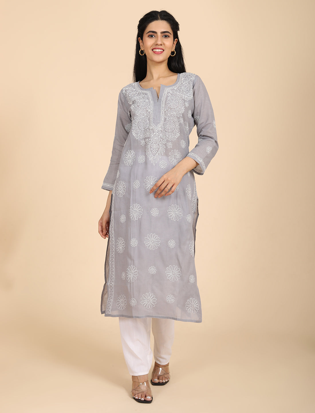 Naqsh Grey Chikankari Kurta