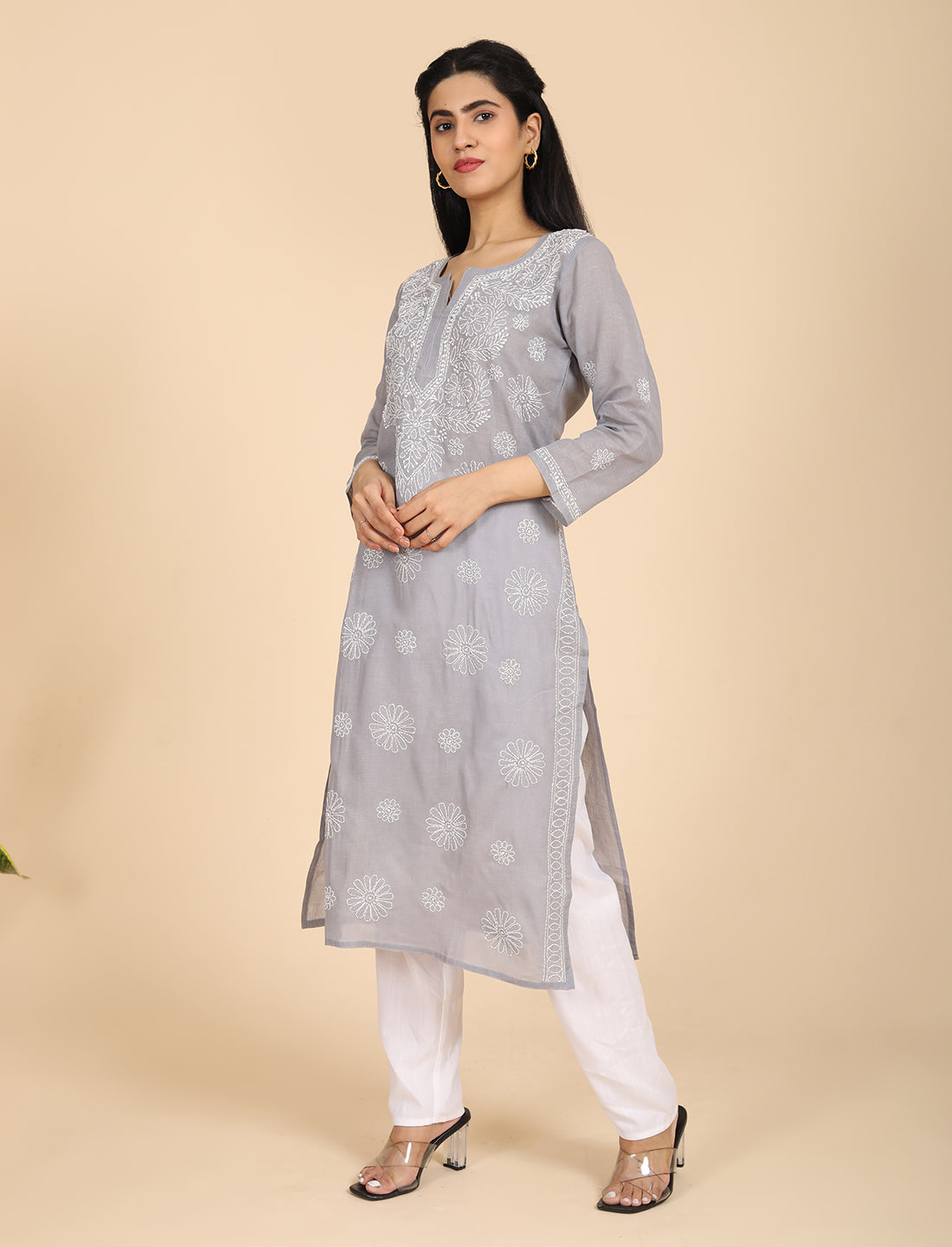 Naqsh Grey Chikankari Kurta