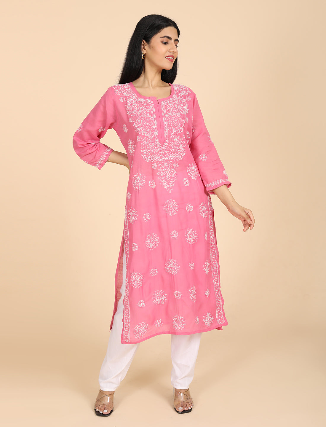 Naqsh Pink Chikankari Kurta