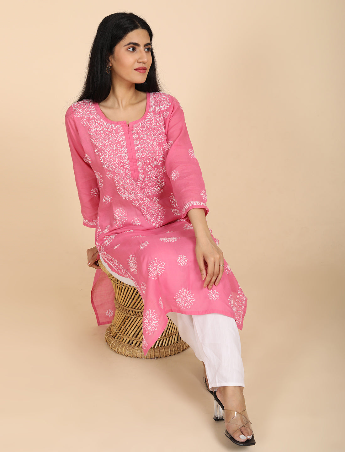 Naqsh Pink Chikankari Kurta