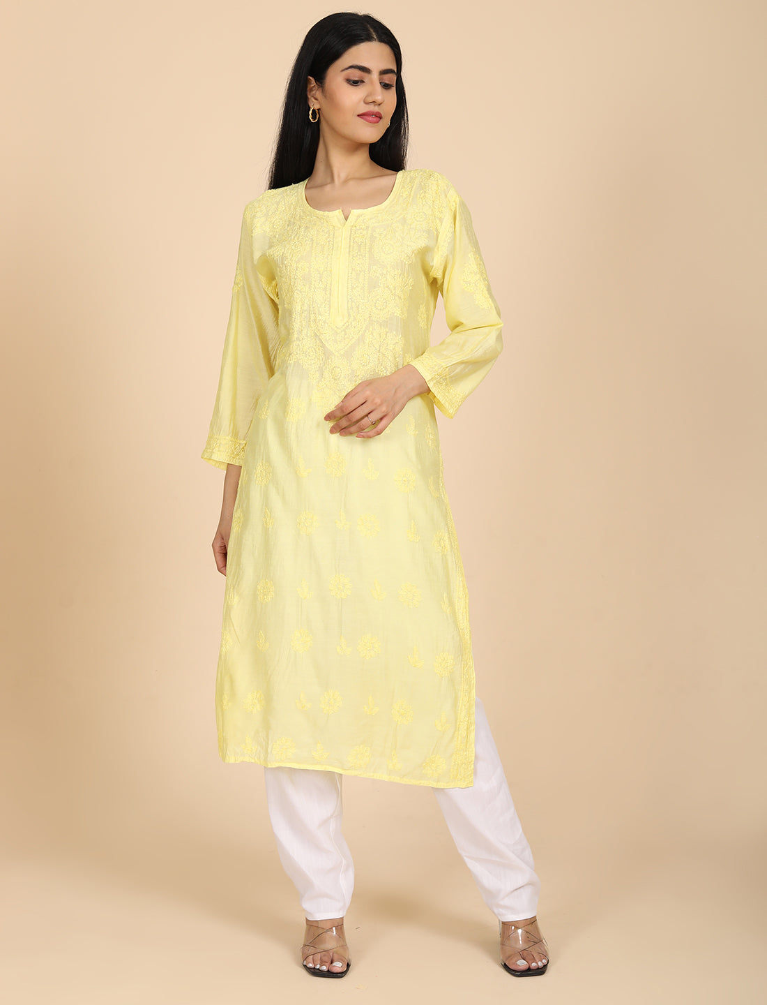 Hassas Yellow Chikankari Kurta