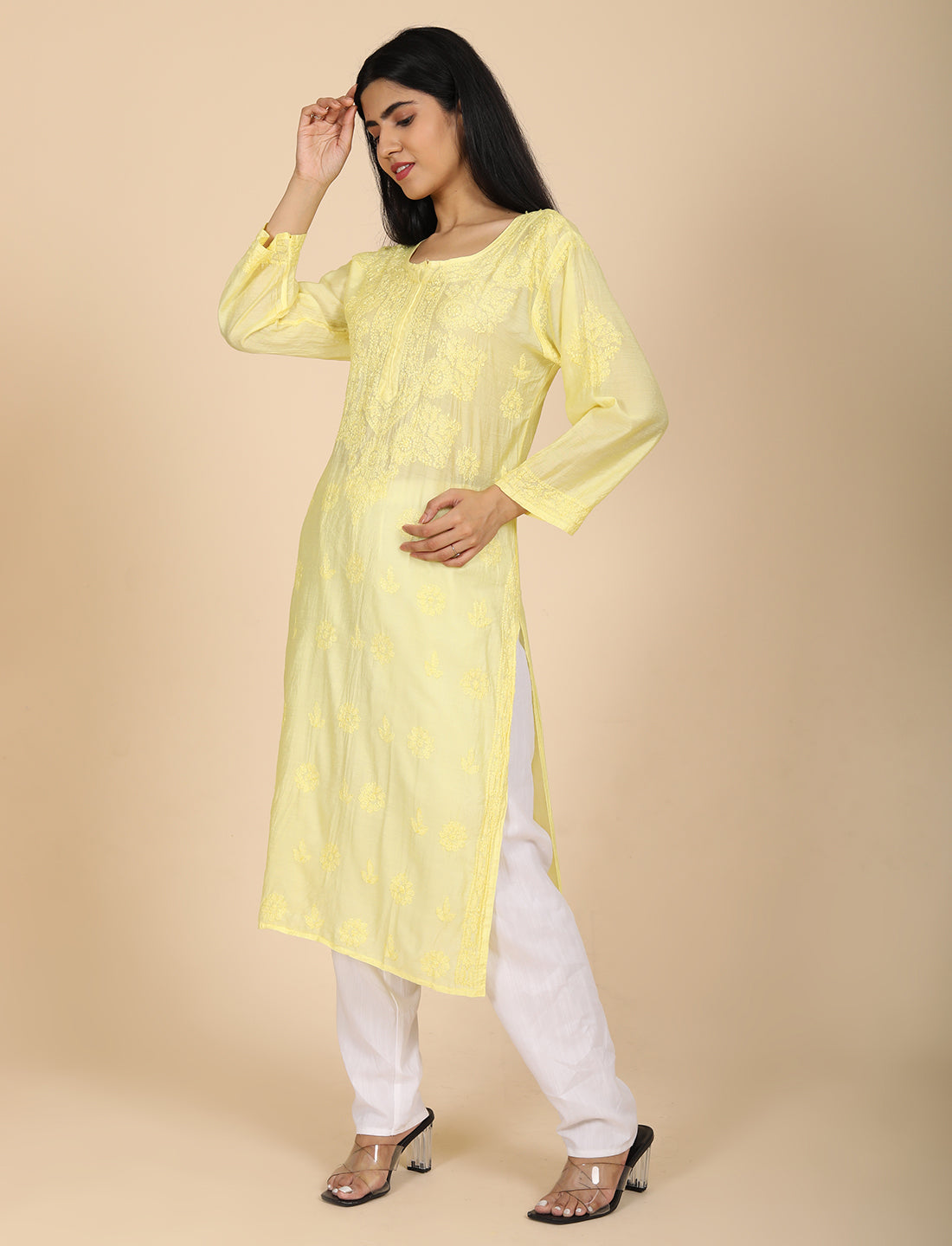 Hassas Yellow Chikankari Kurta