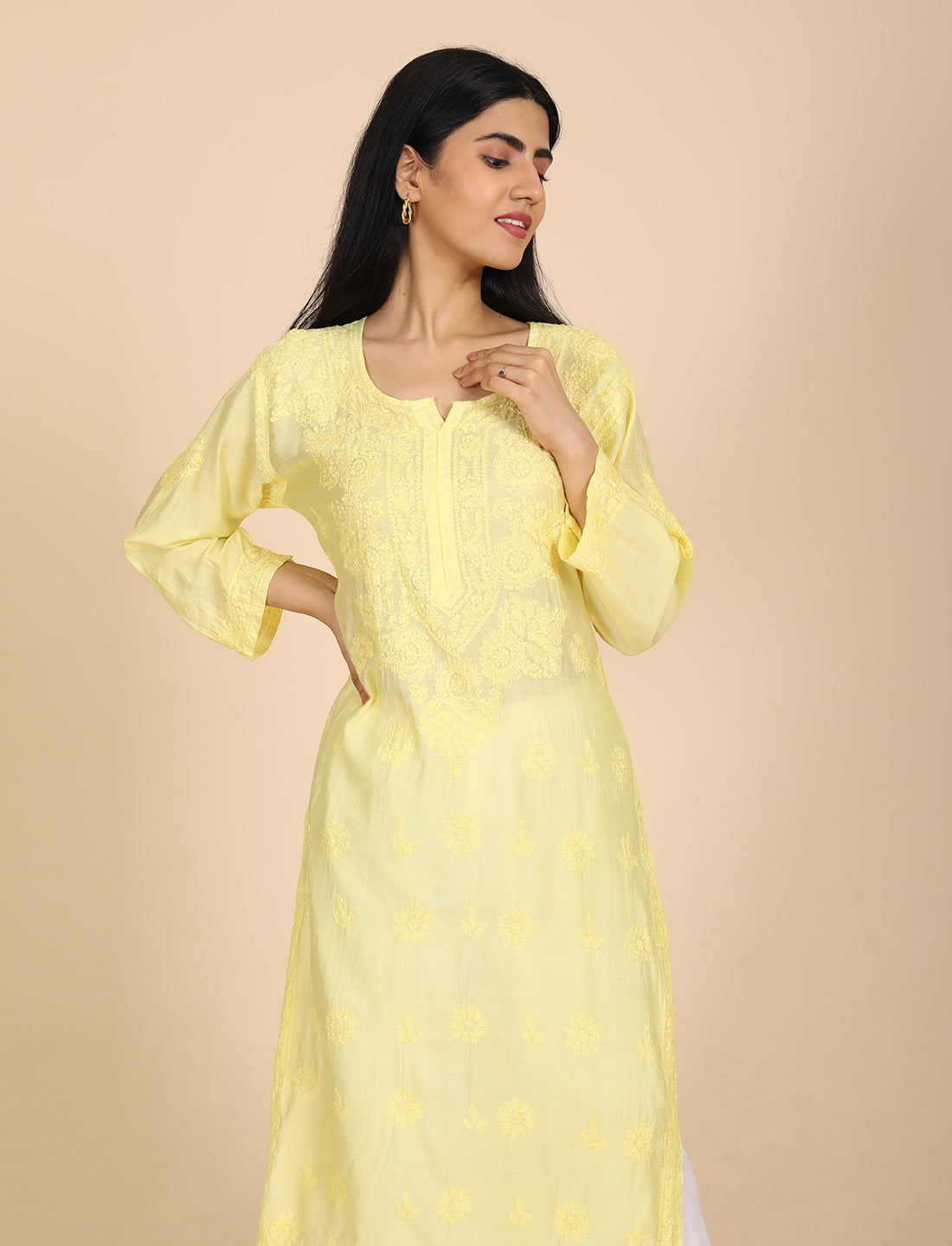 Hassas Yellow Chikankari Kurta