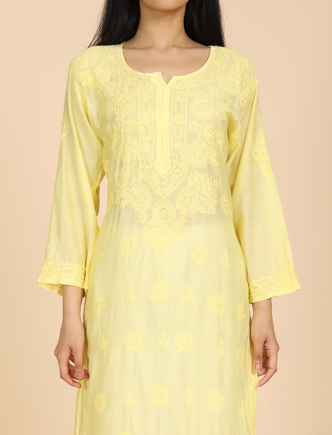 Hassas Yellow Chikankari Kurta