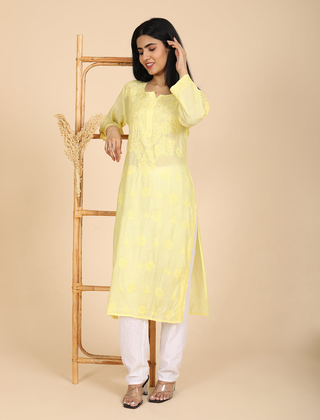 Hassas Yellow Chikankari Kurta