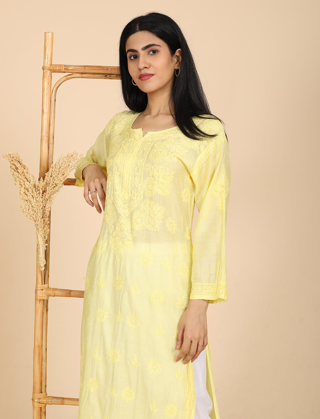 Hassas Yellow Chikankari Kurta