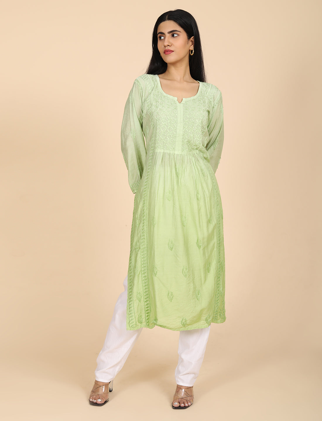 Noor Green Chikankari Kurta