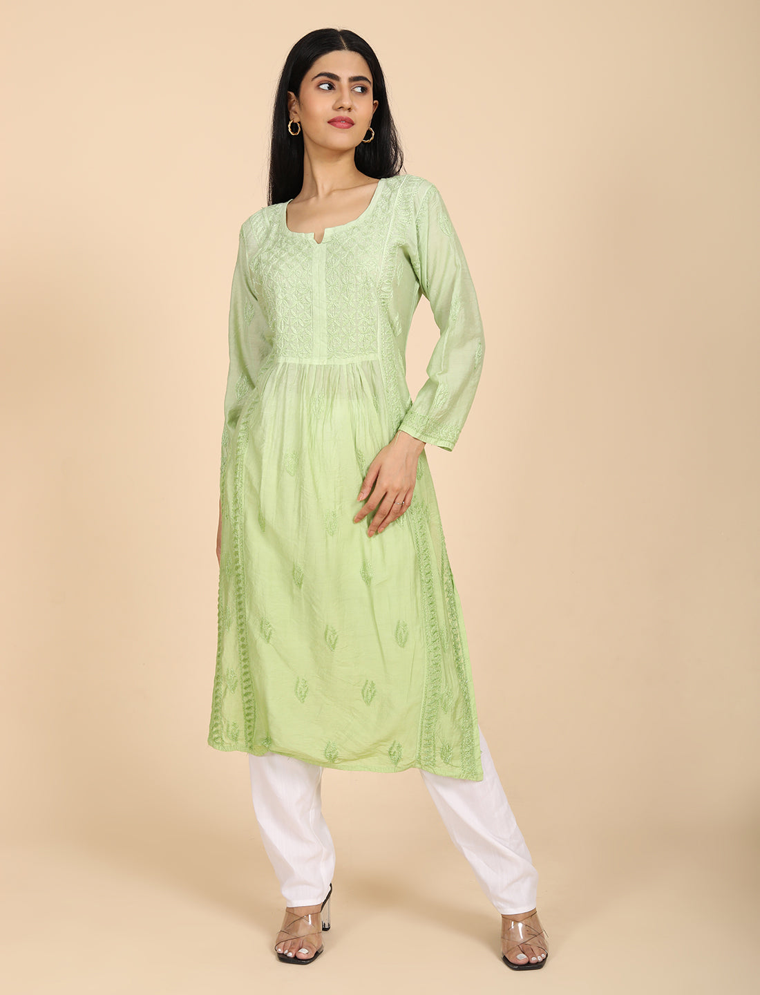 Noor Green Chikankari Kurta