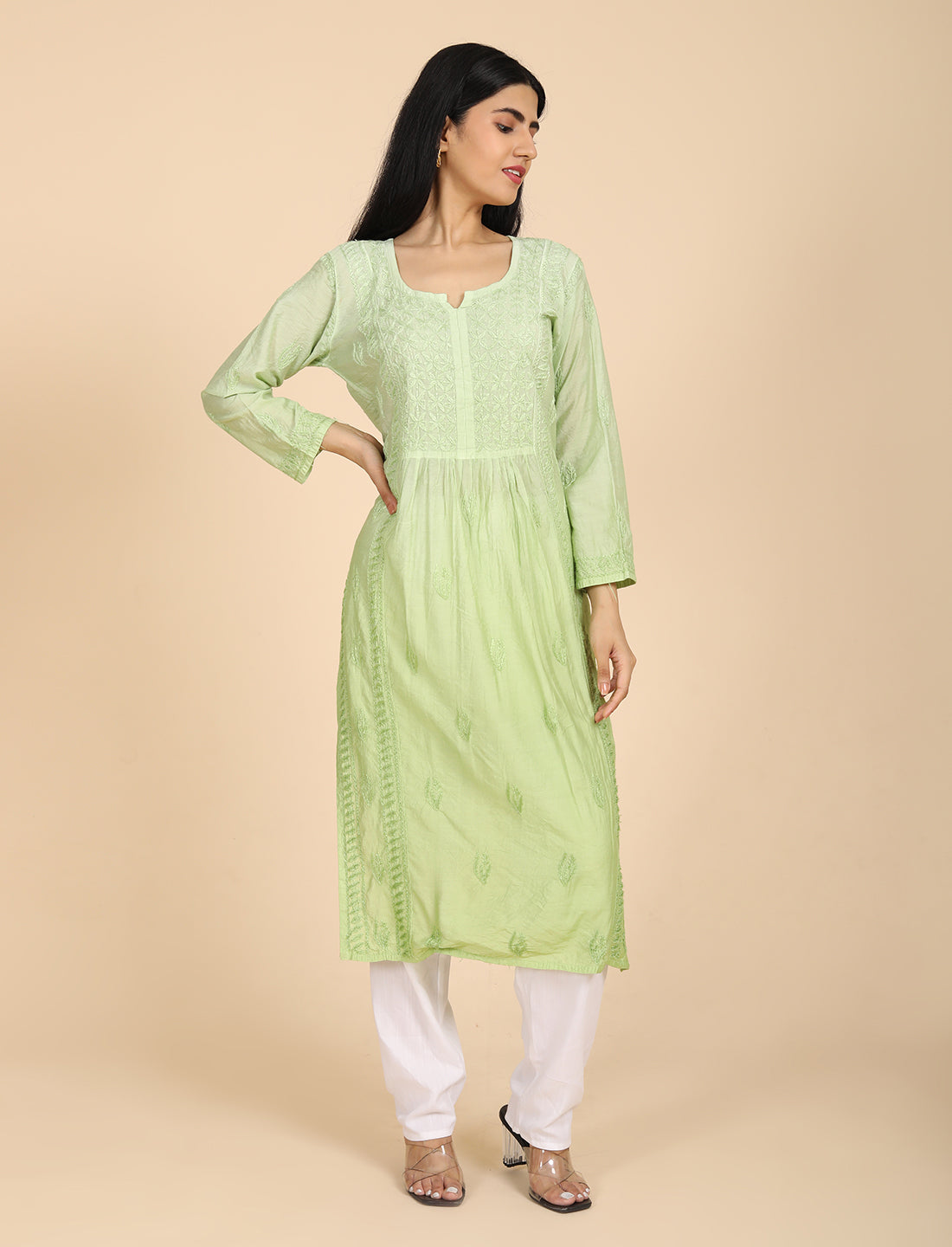 Noor Green Chikankari Kurta