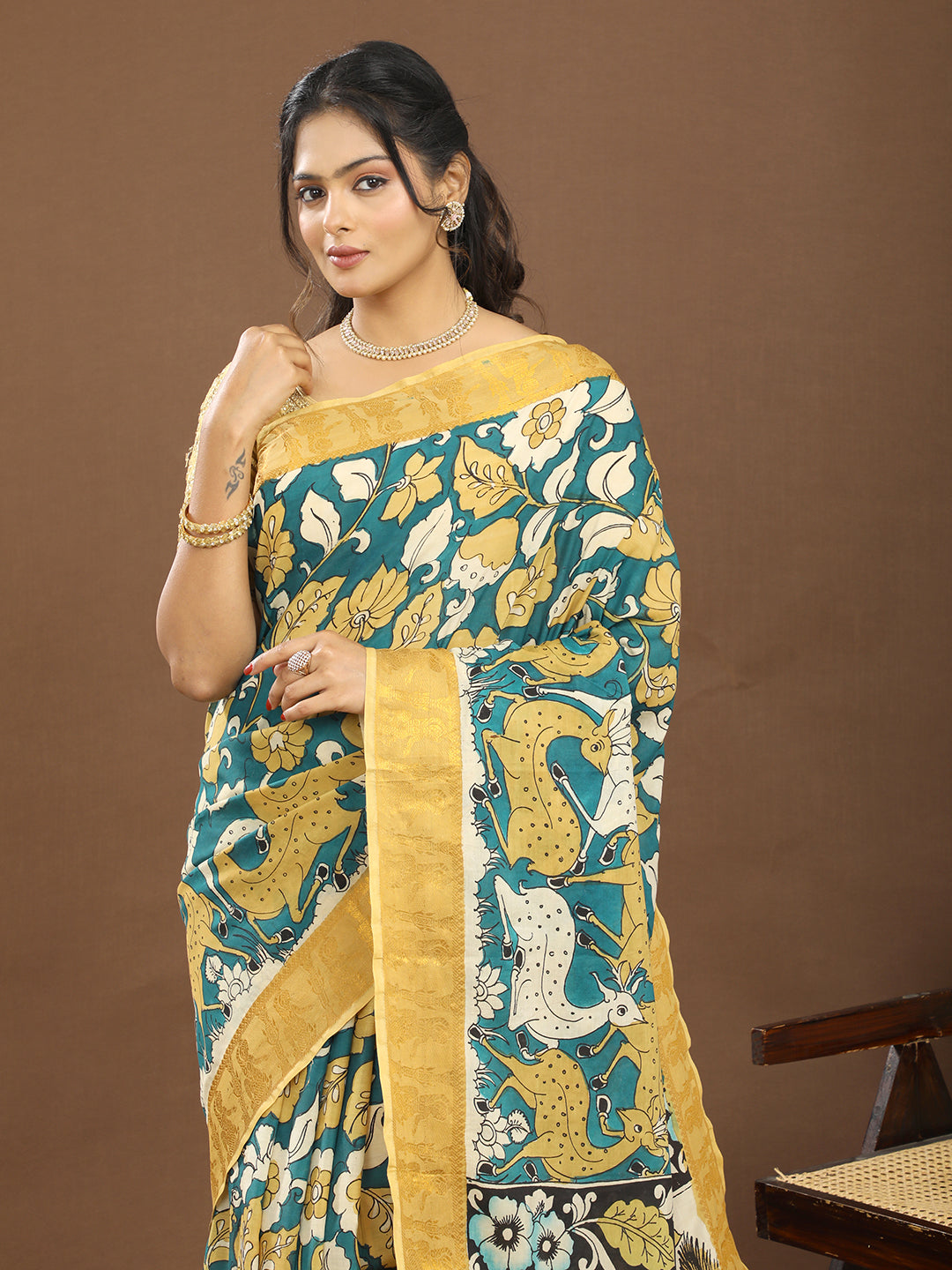 Pushp Multicolored Kalamkari Saree