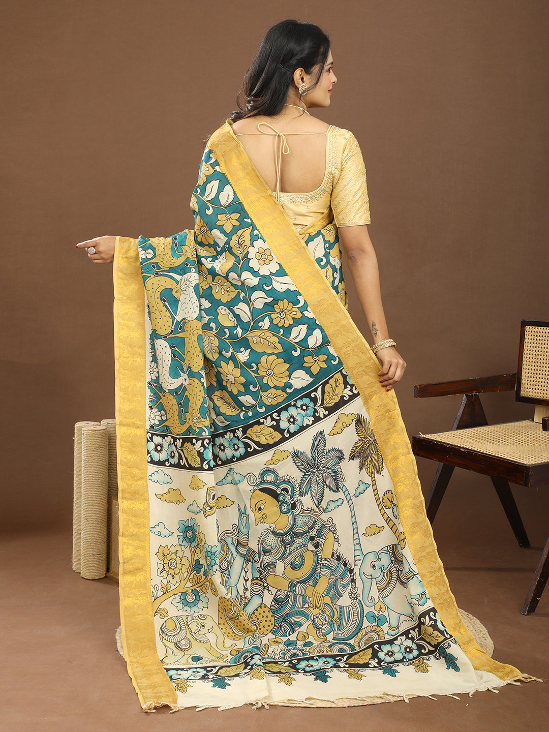 Pushp Multicolored Kalamkari Saree