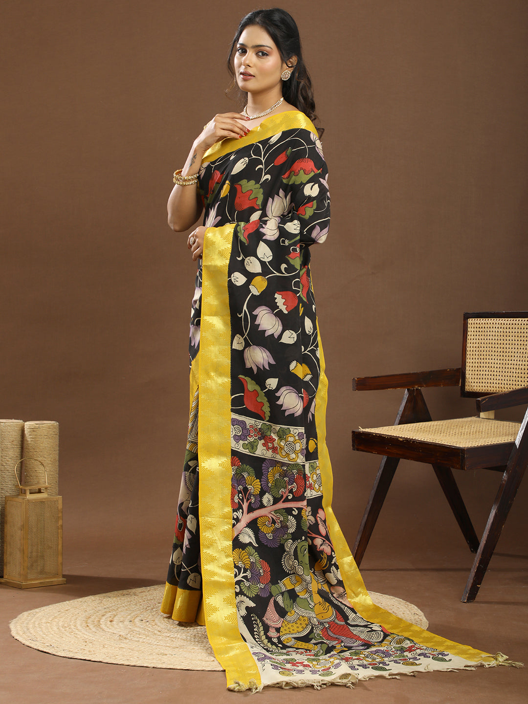 Pushp Multicolored Kalamkari Saree