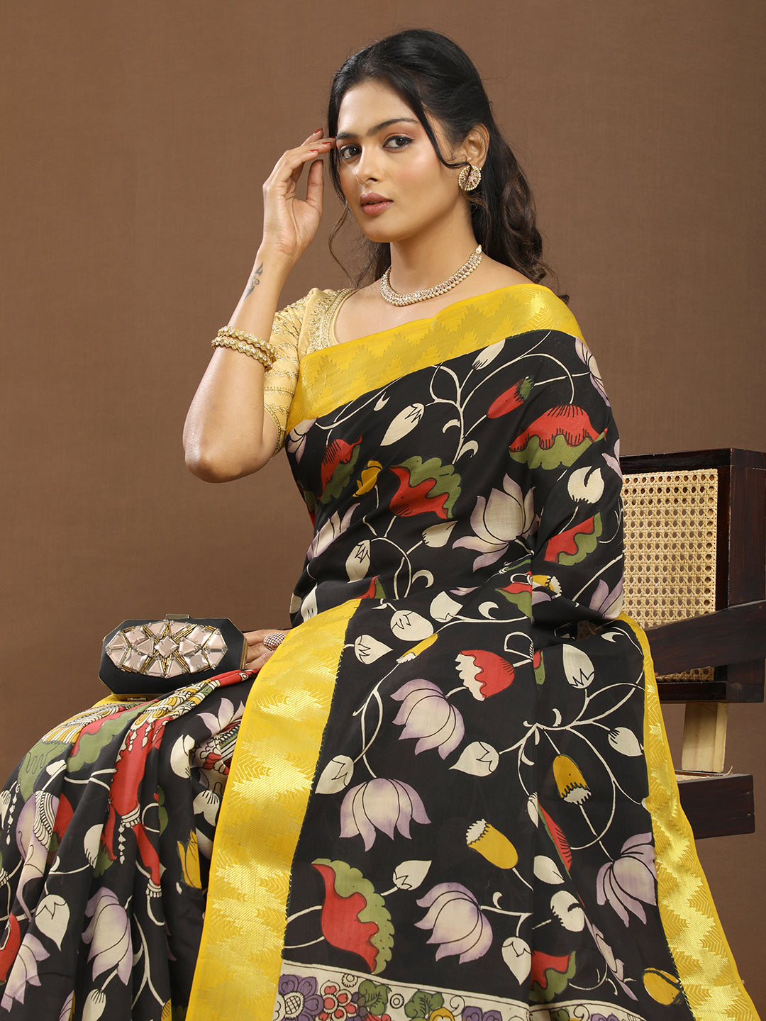 Pushp Multicolored Kalamkari Saree