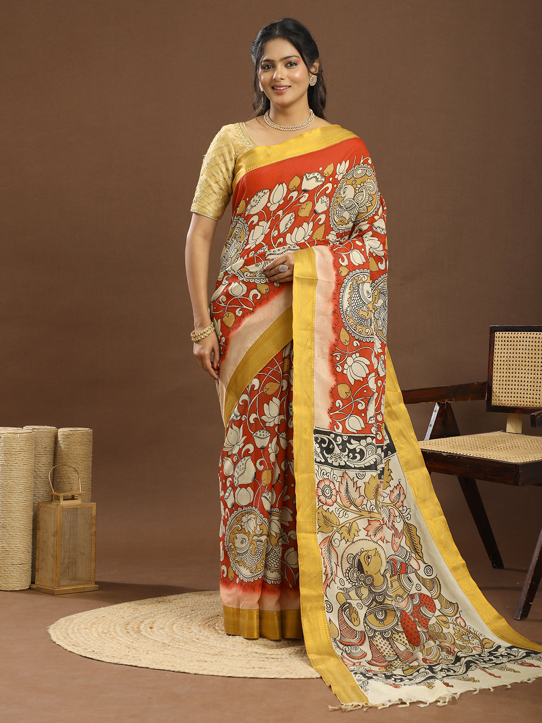 Pushp Multicolored Kalamkari Saree