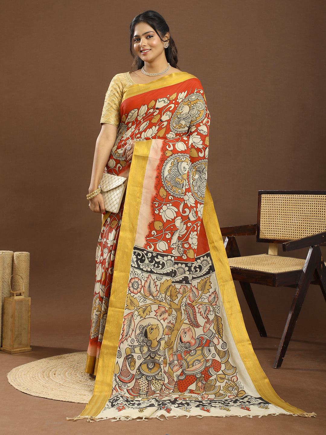 Pushp Multicolored Kalamkari Saree