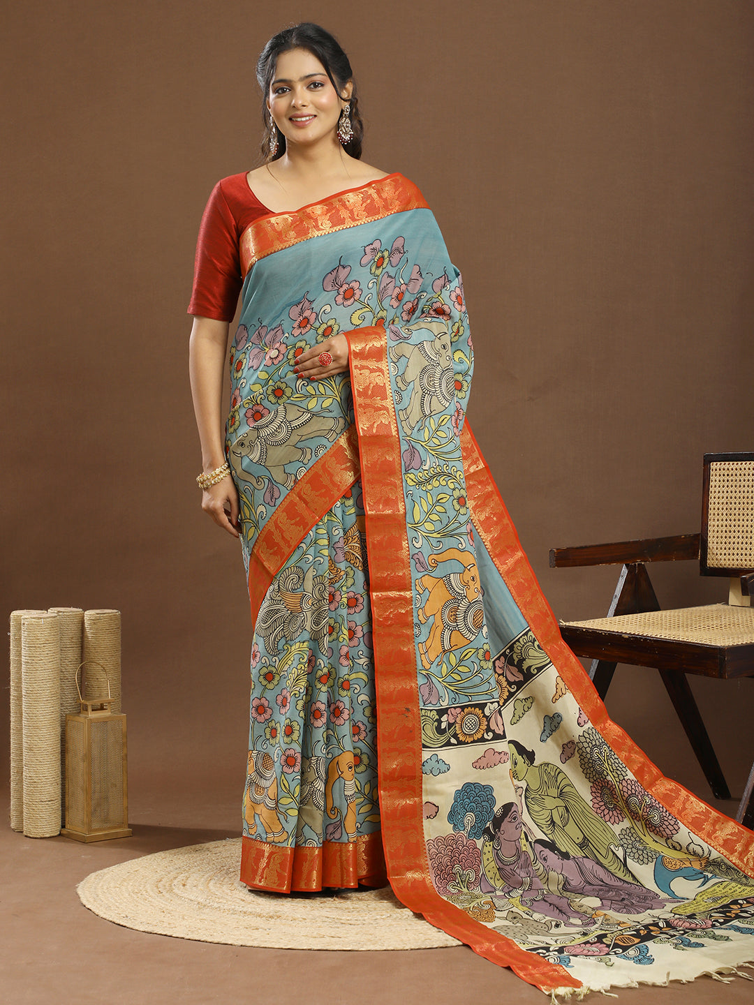 Pushp Multicolored Kalamkari Saree