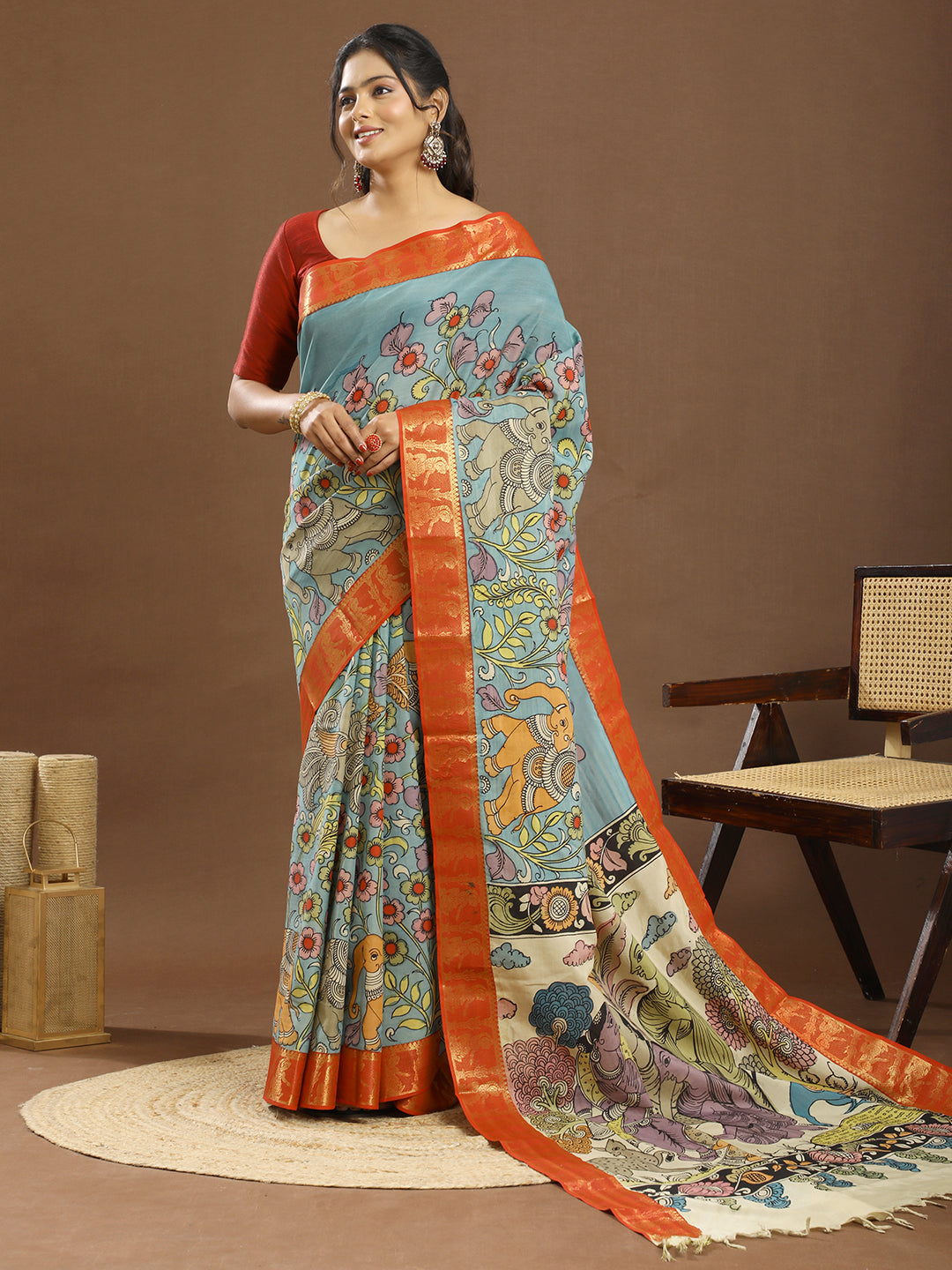 Pushp Multicolored Kalamkari Saree
